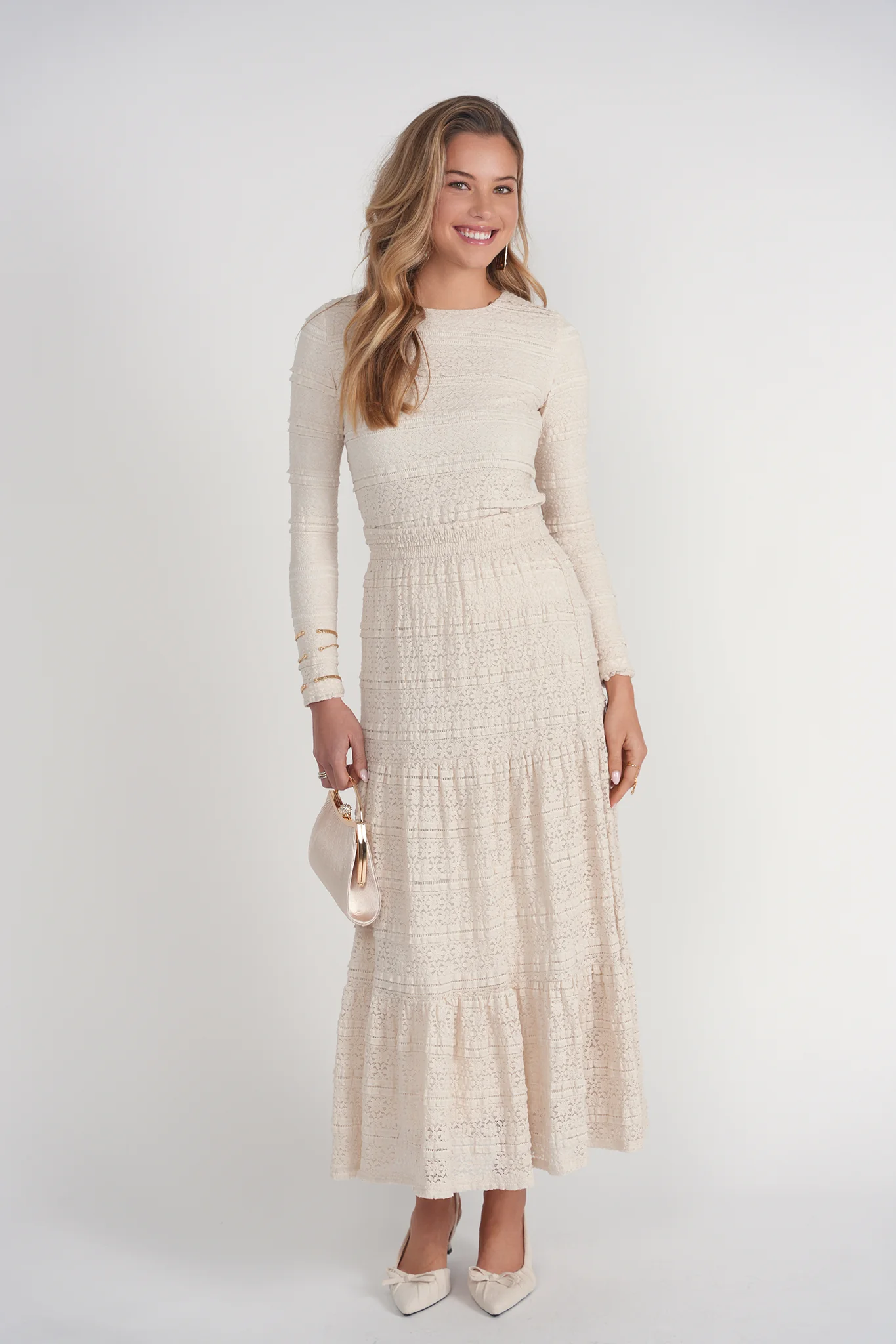 Lace Maxi Skirt- Cream - Image 3