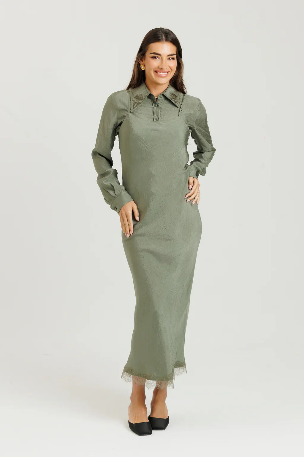 Lace Slip Jumper- Green