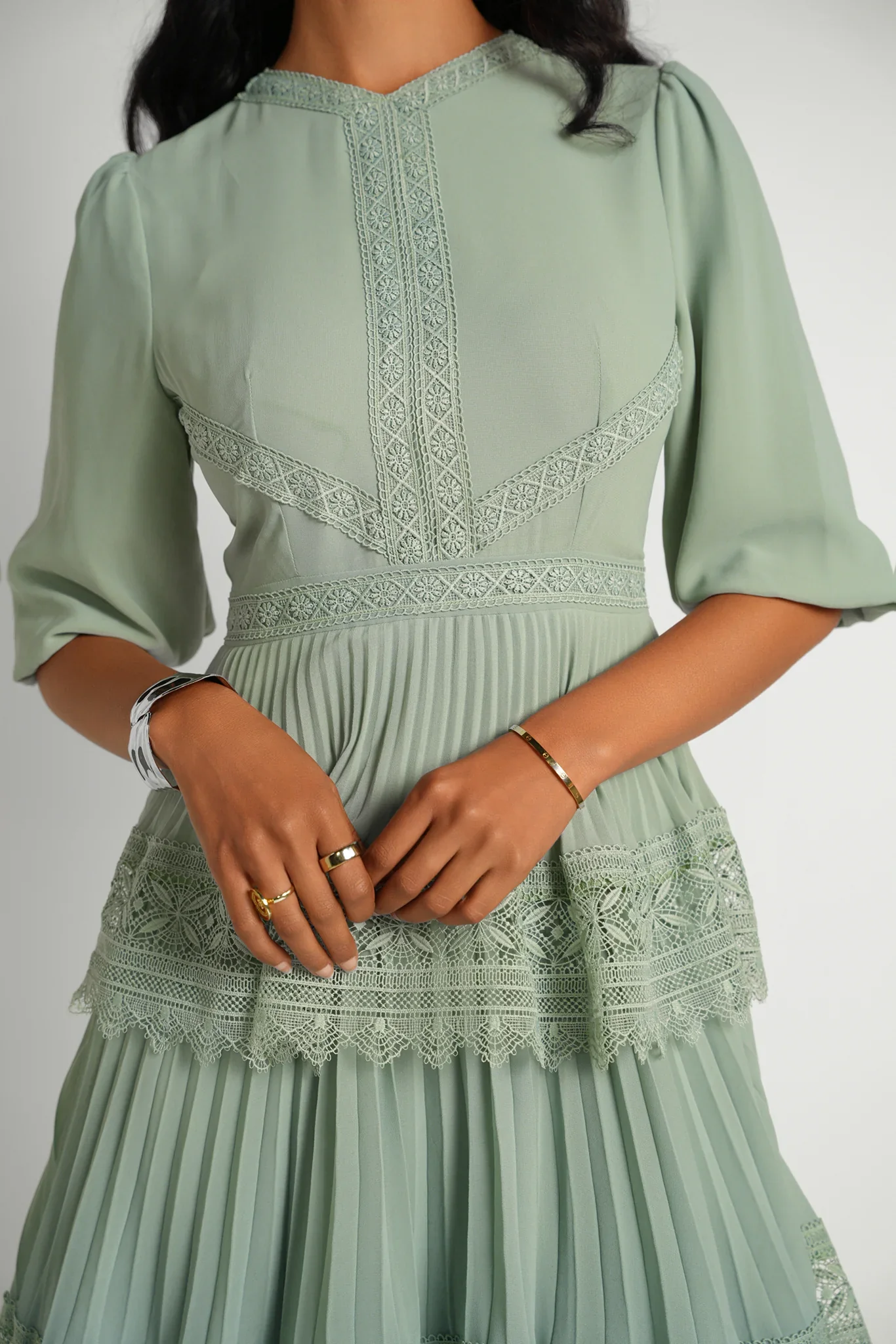 Lace Tier Maxi Dress- Seafoam - Image 4