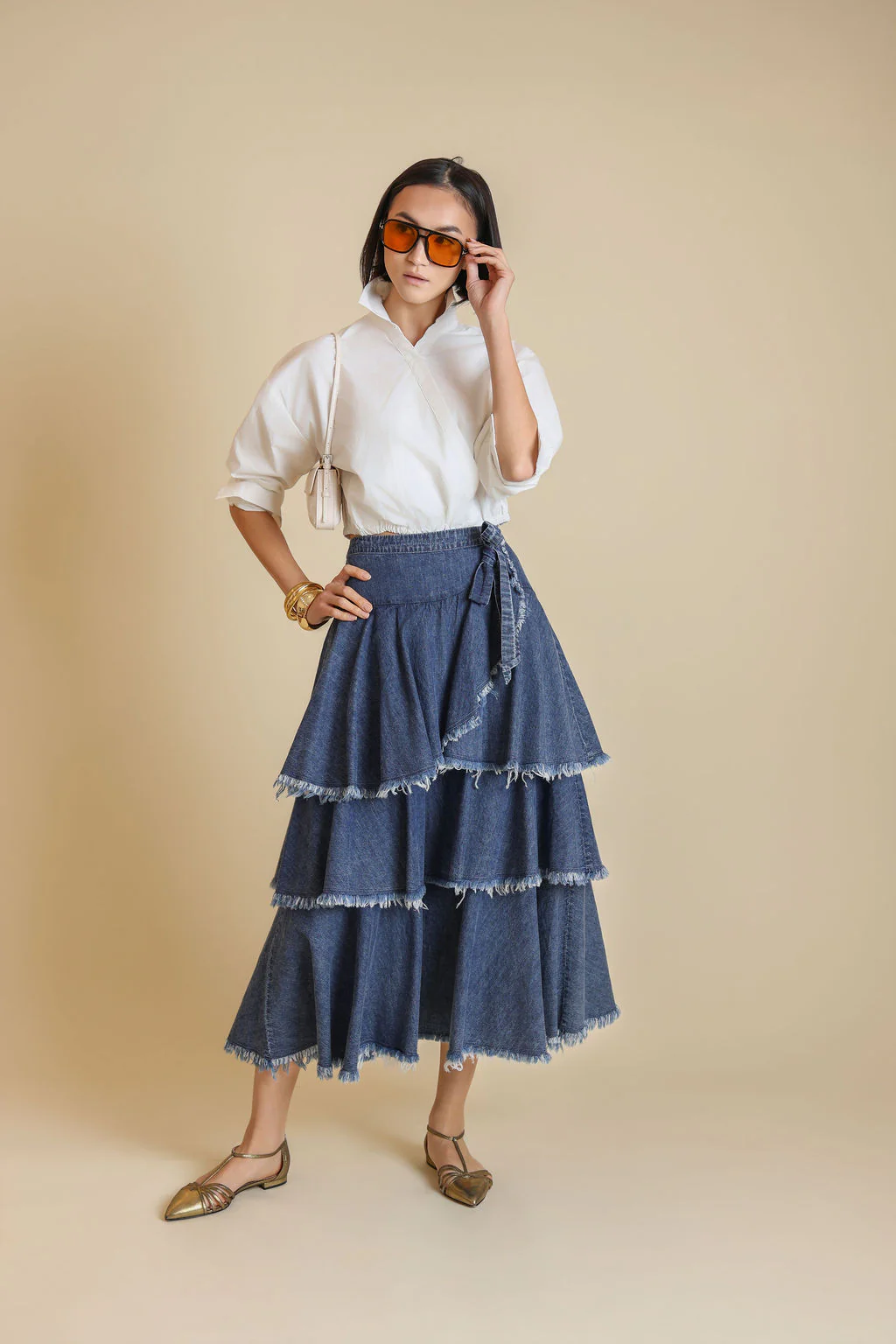 Layered Denim Skirt- Denim