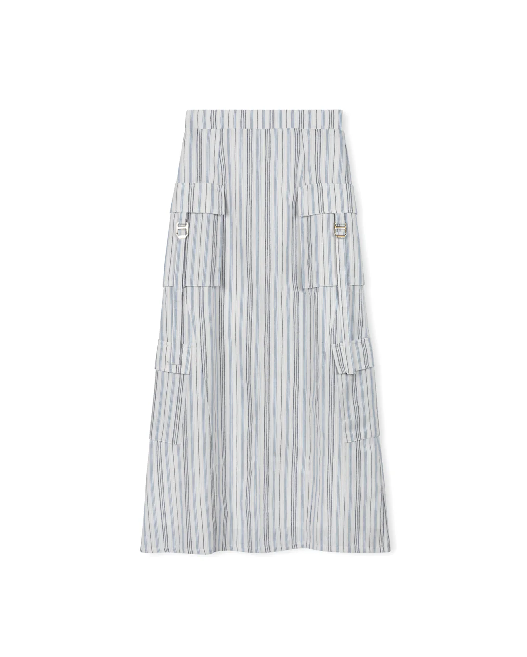 Linen Stripe Cargo Skirt- Stripe