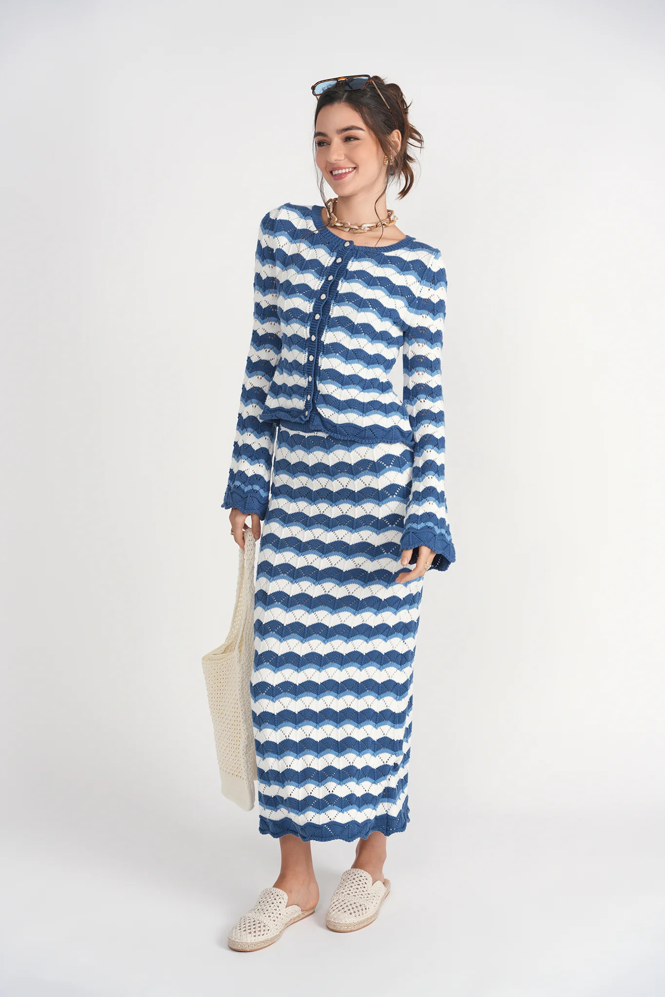 Making Waves Crochet Cardi- Blue - Image 3