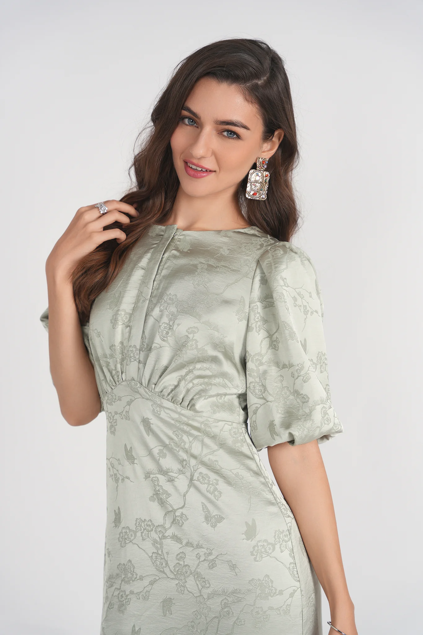 Marlo Dress- Mint Jacquard - Image 3