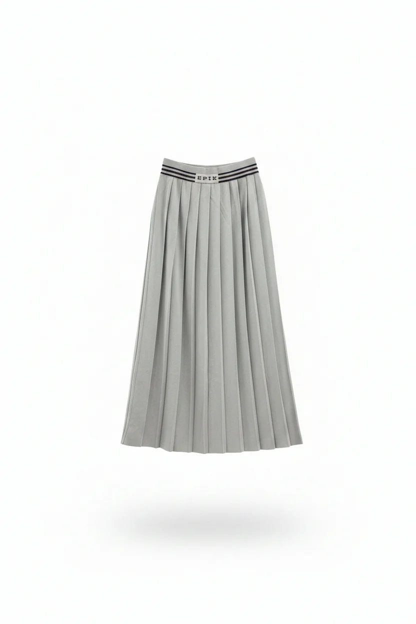 Melo Knit Pleated Maxi Skirt- Clay