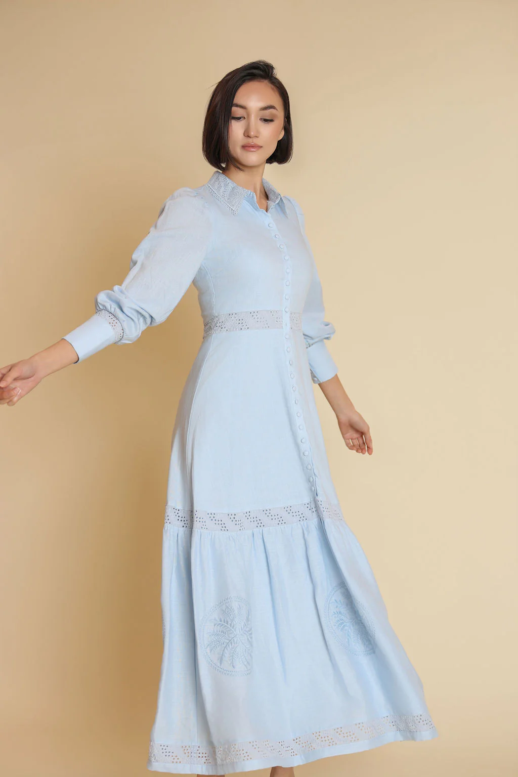 Mint Collar Dress- Dusty Blue