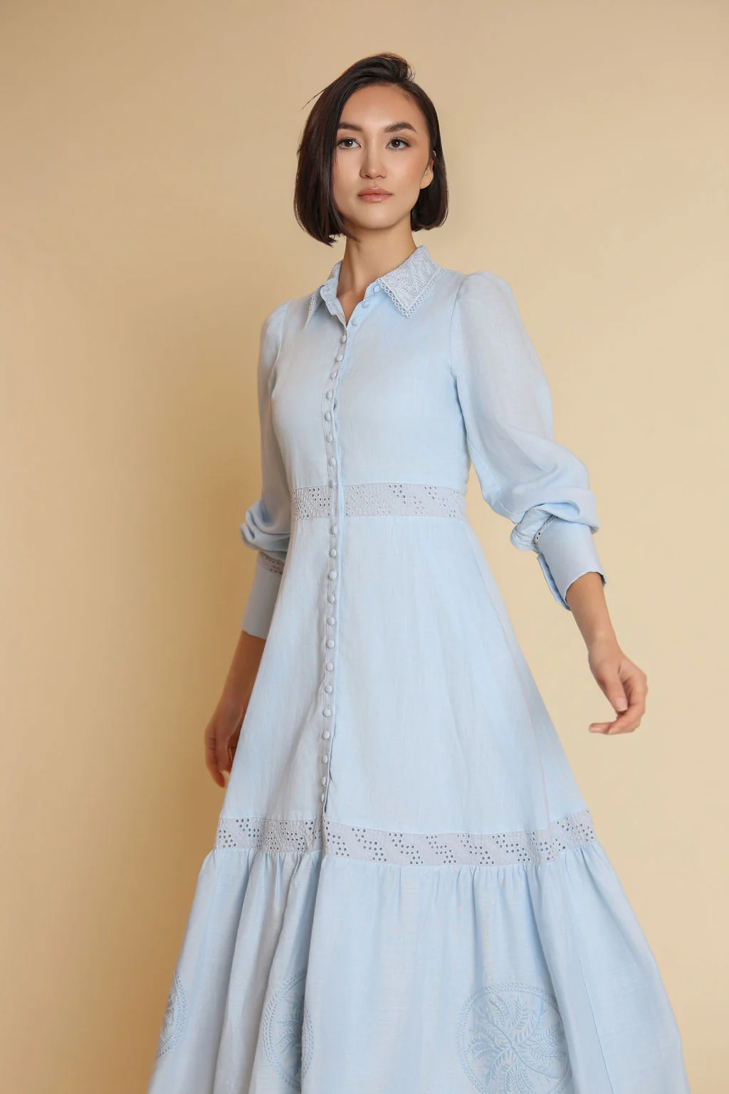 Mint Collar Dress- Dusty Blue - Image 2