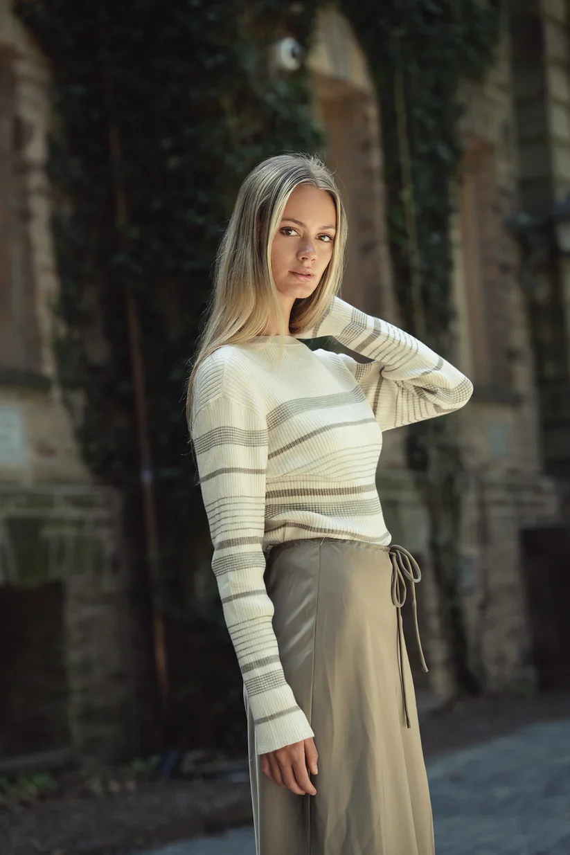 Multi Stripped Sweater- Beige