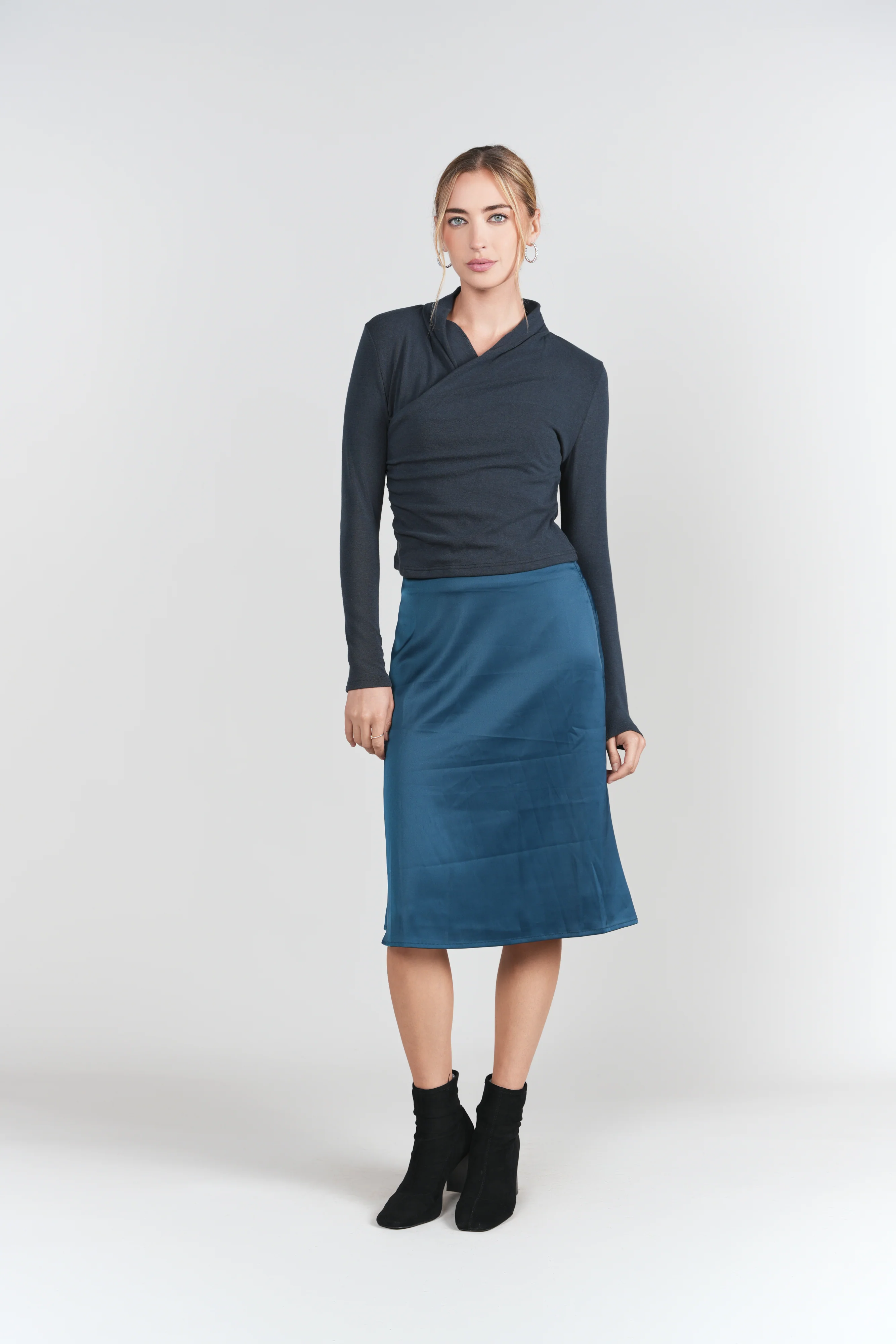Naomie Slip Skirt 23"- Teal - Image 3