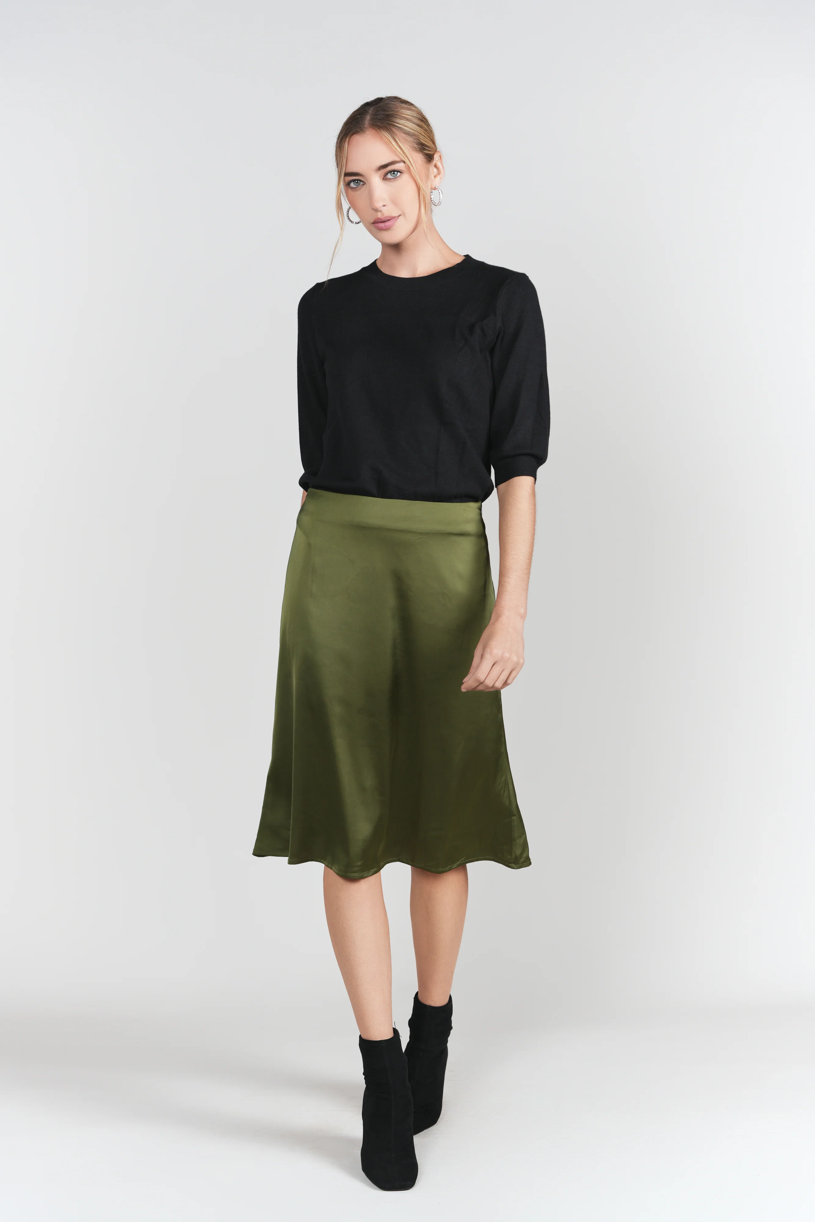 Naomie Slip Skirt 23"- Olive - Image 2