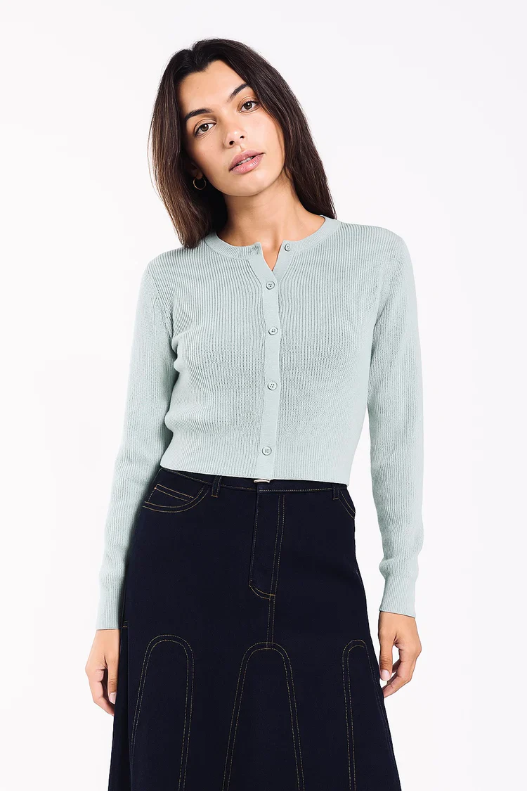 Open Knit Cardigan- Seafoam