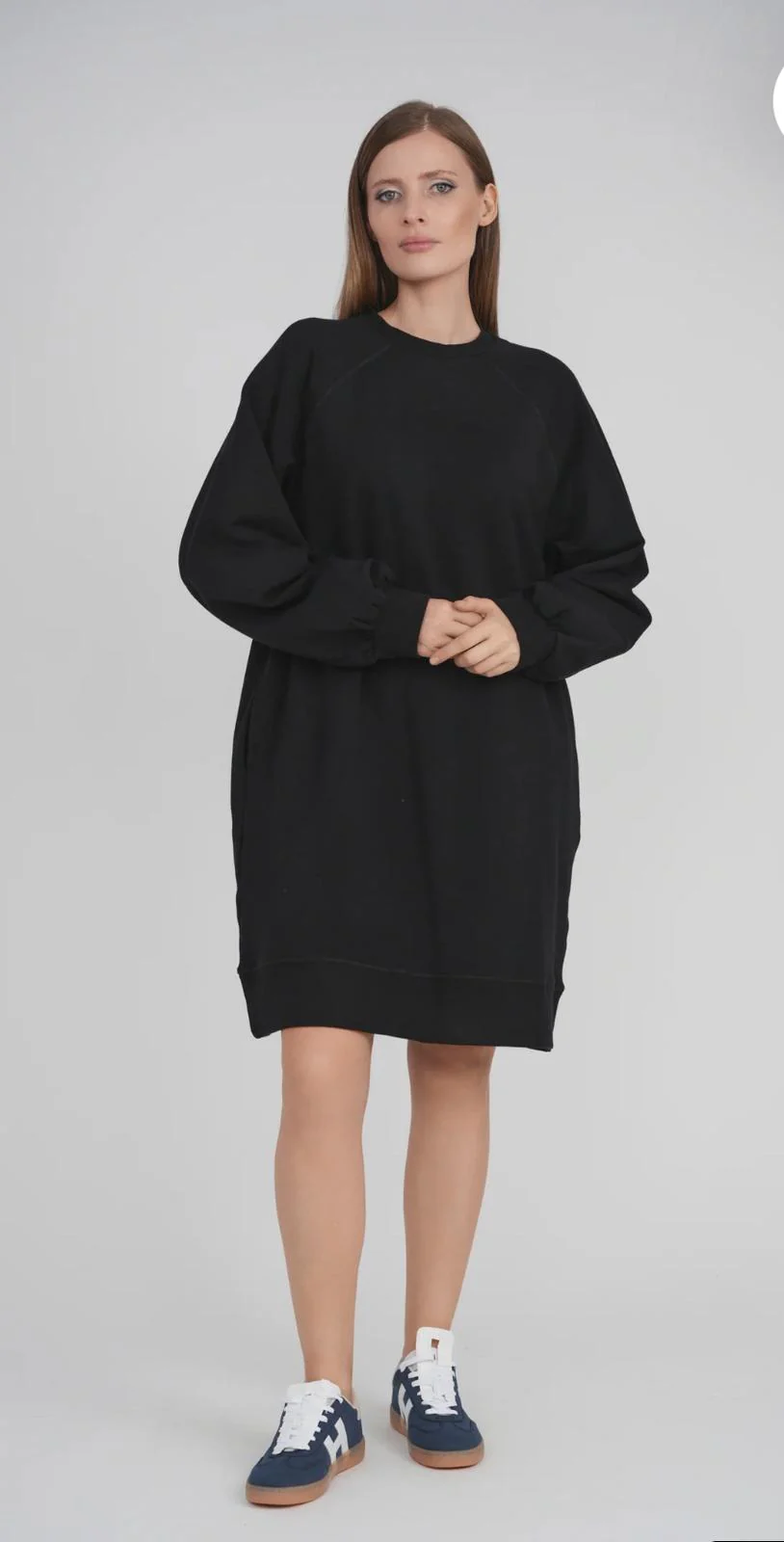 Oversized Sweatshirt Dress 38"- Black