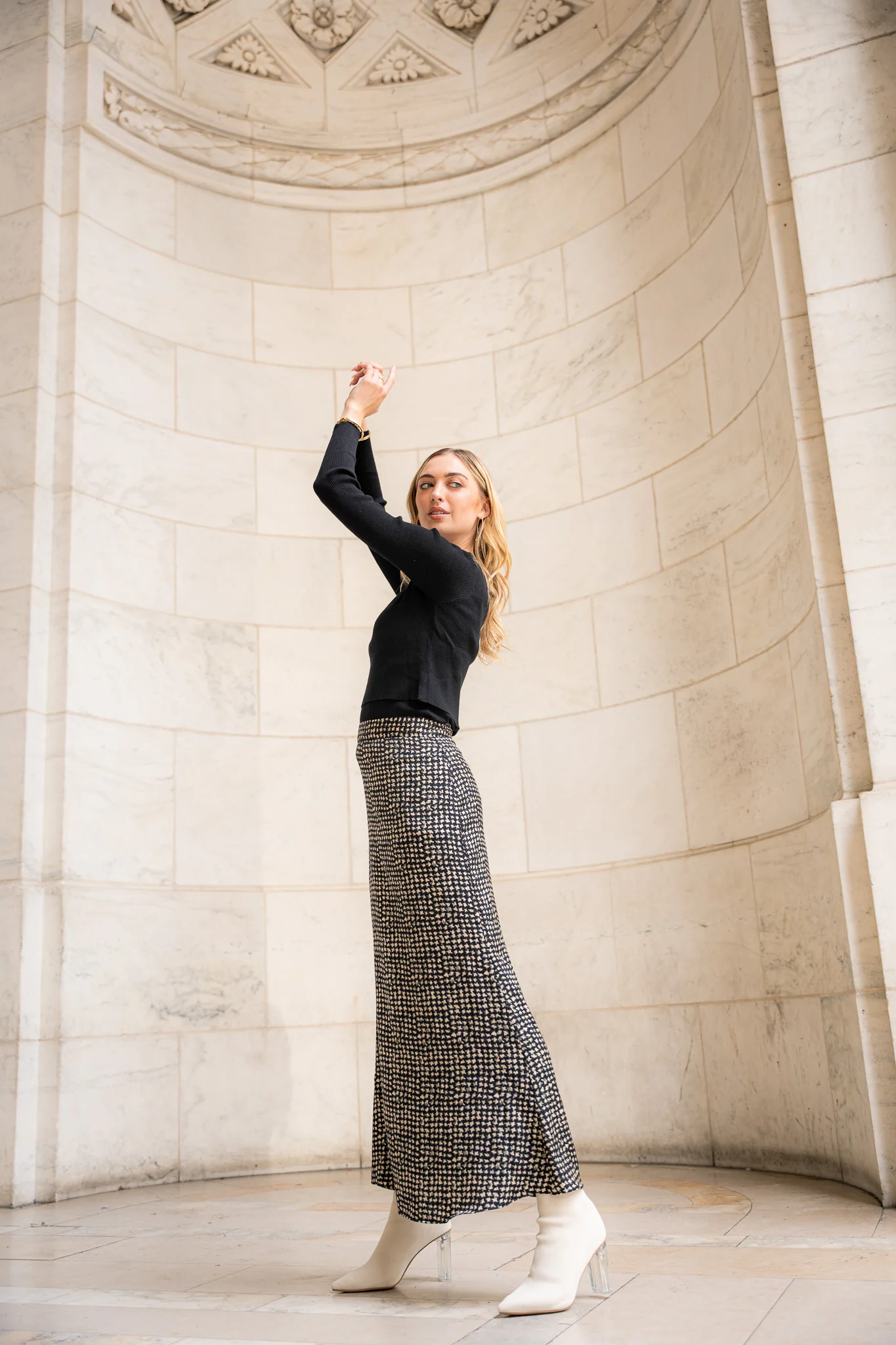 Naomie Slip Skirt- Geometric Houndstooth - Image 4