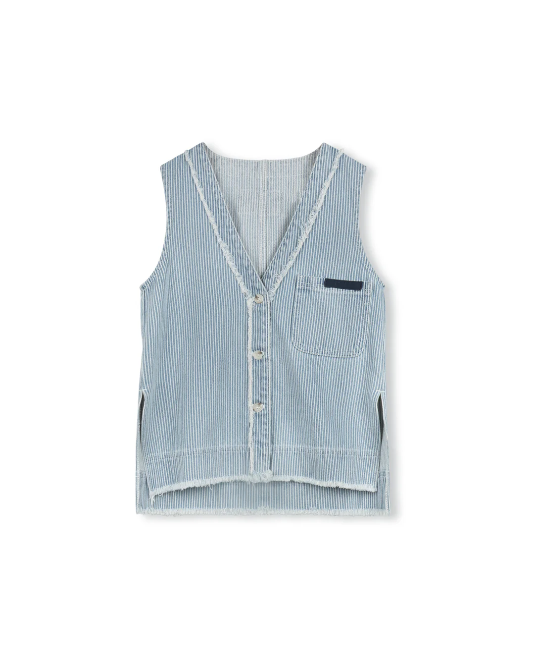 Patch Stripe Vest- Denim