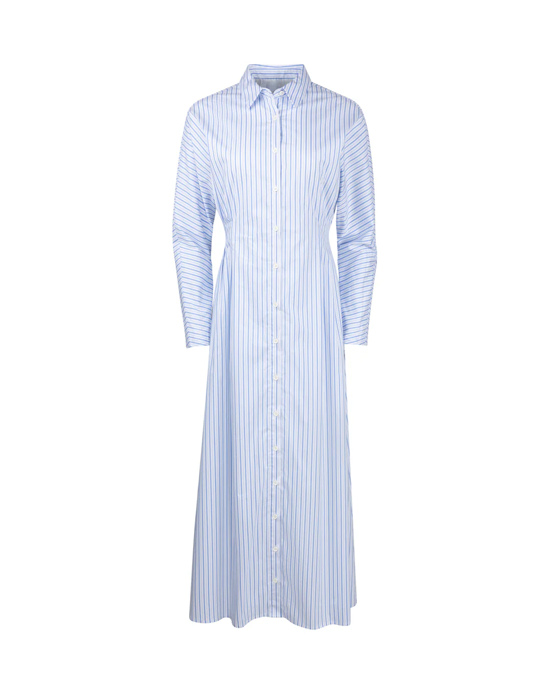 Pinstripe Dolman Button Down Dress- Blue