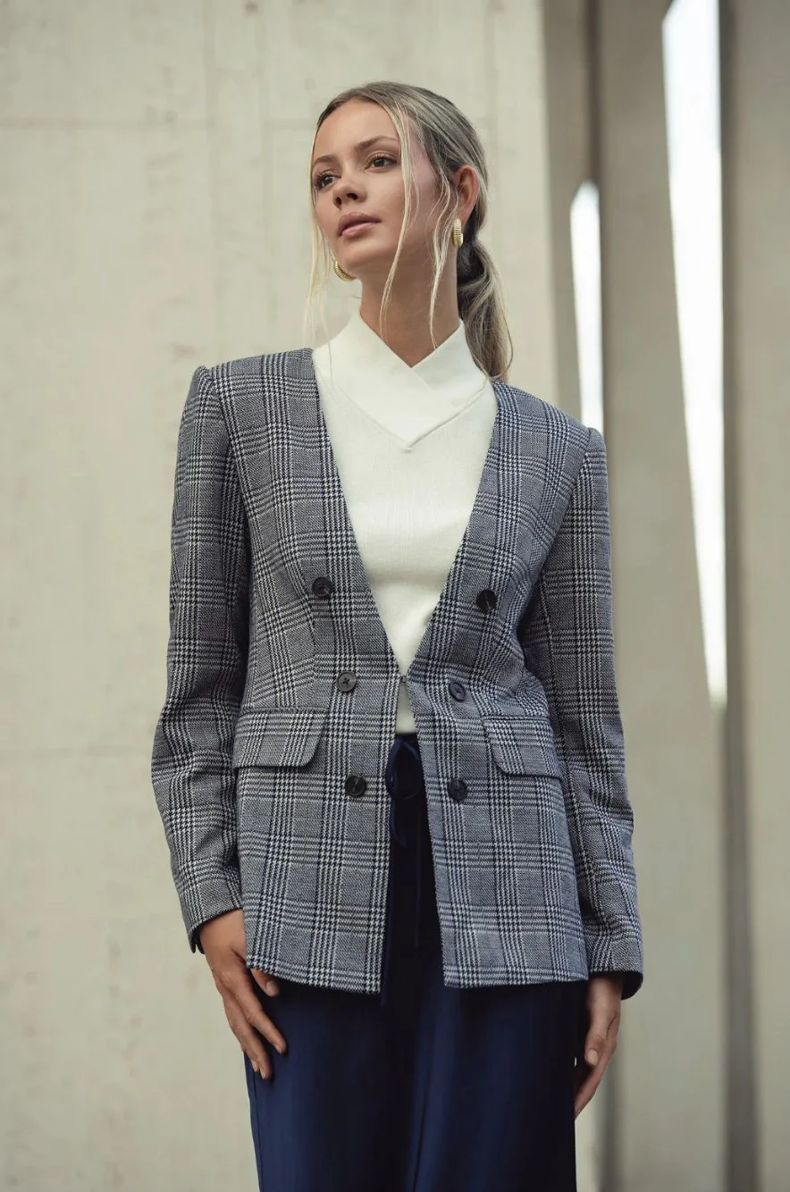 Plaid Navy Blazer