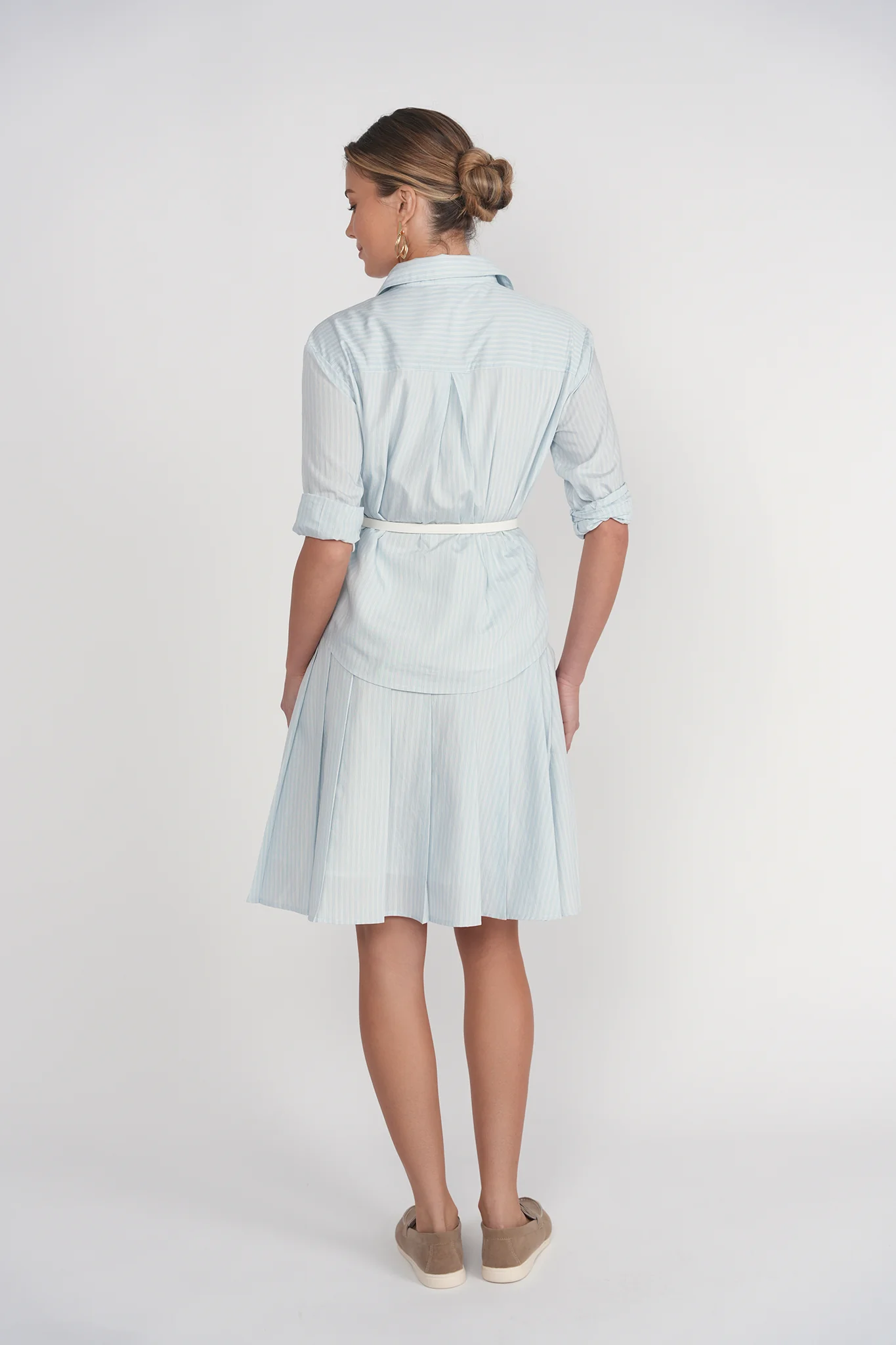 Pleated Skirt 23"- Light Blue Pinstripes - Image 3