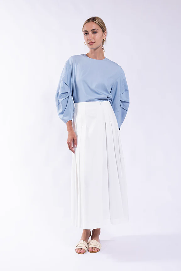 Pleated Wrap Skirt- White