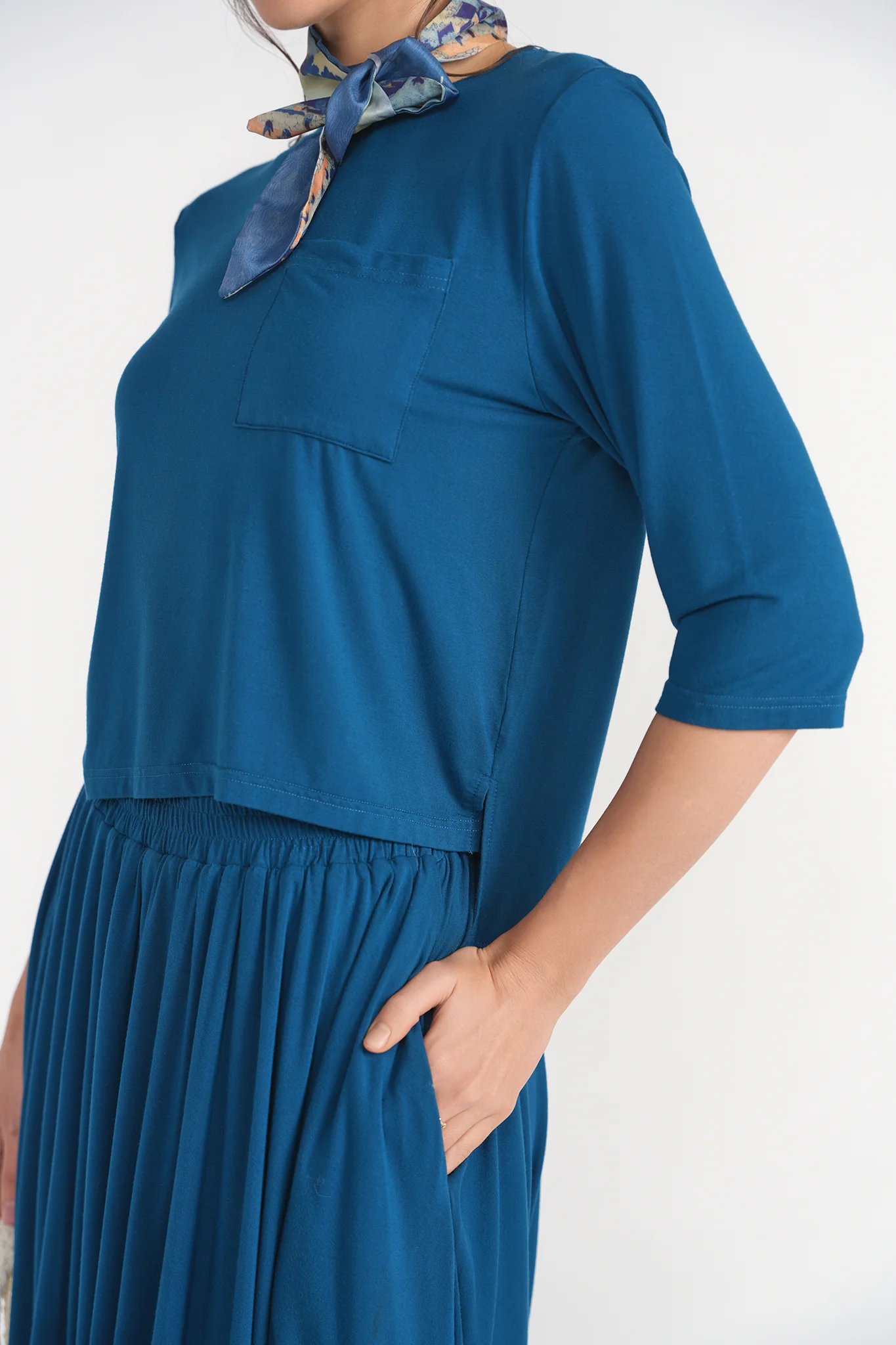 Pocket Jersey Top- Teal - Image 2