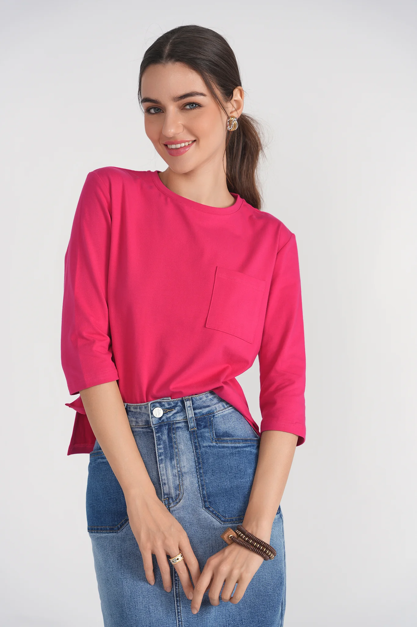 Pocket Tee- Hot Pink