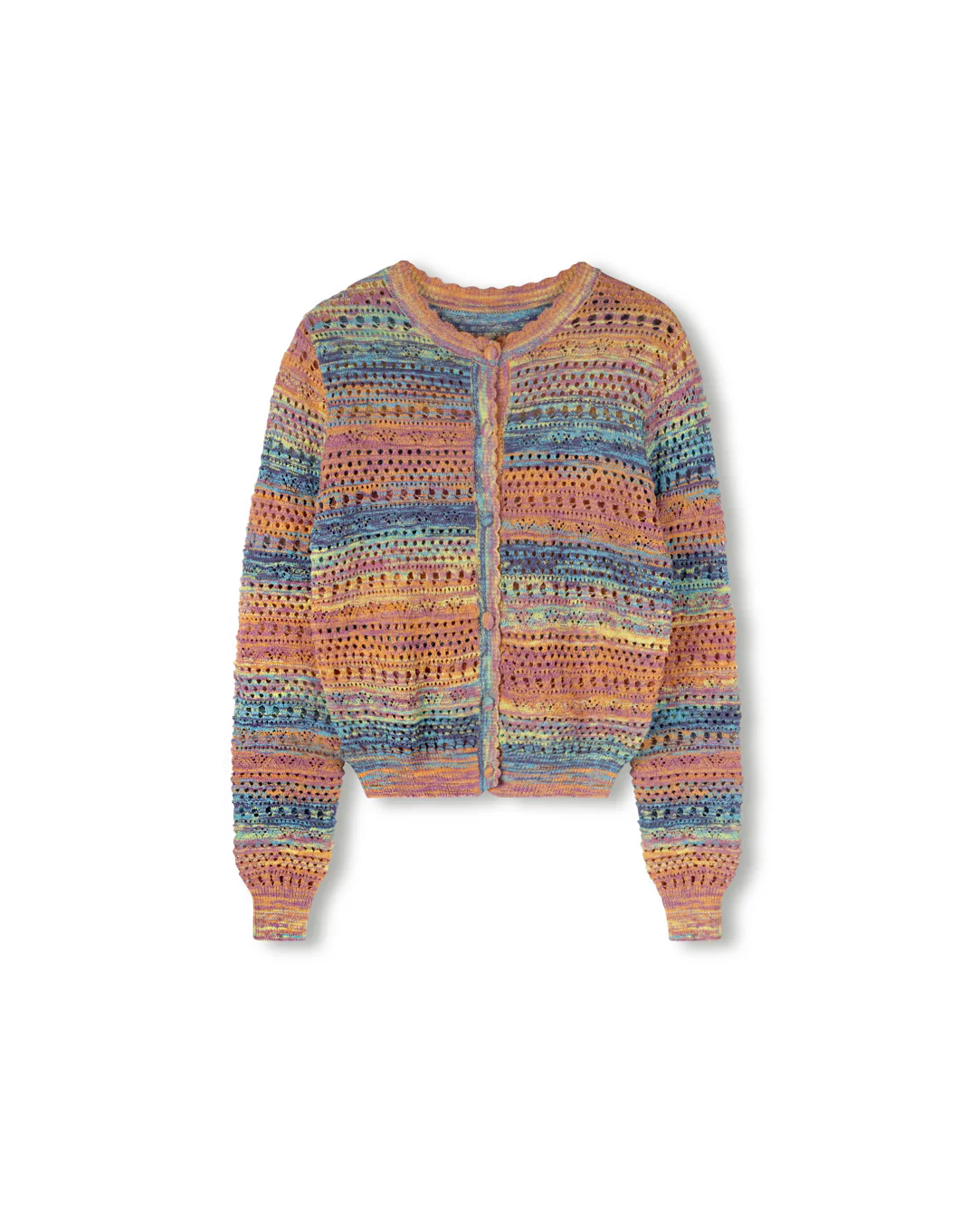 Pointelle Knit Colorful Cardigan- Multi