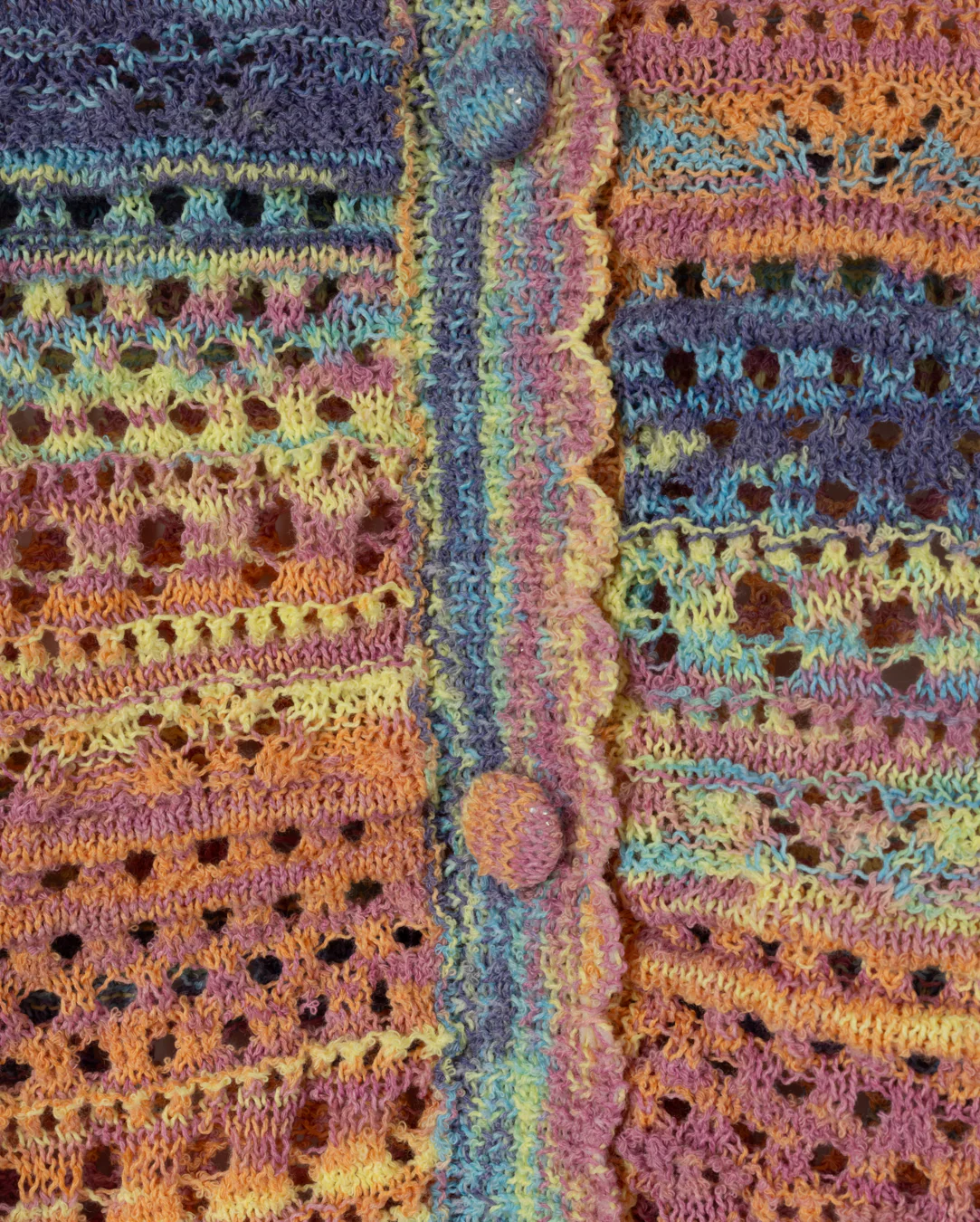 Pointelle Knit Colorful Cardigan- Multi - Image 3