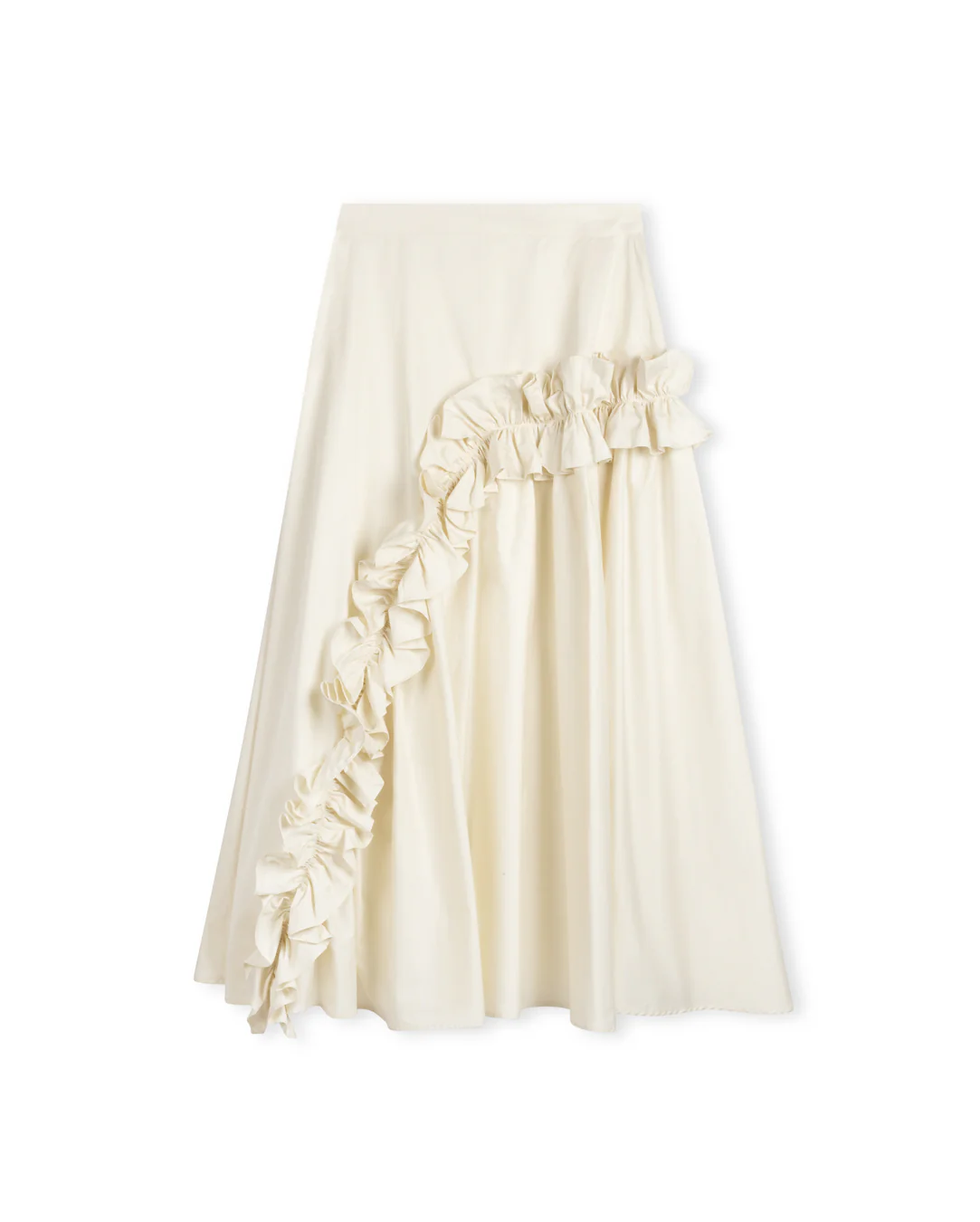 Poplin Detailed Double Belted Skirt- Cream
