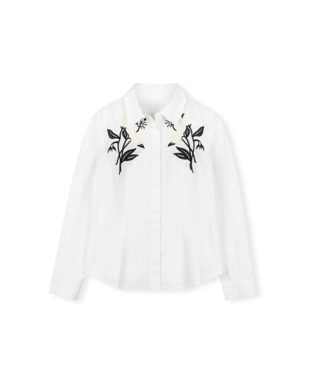 Poplin Embroidered Blouse- White