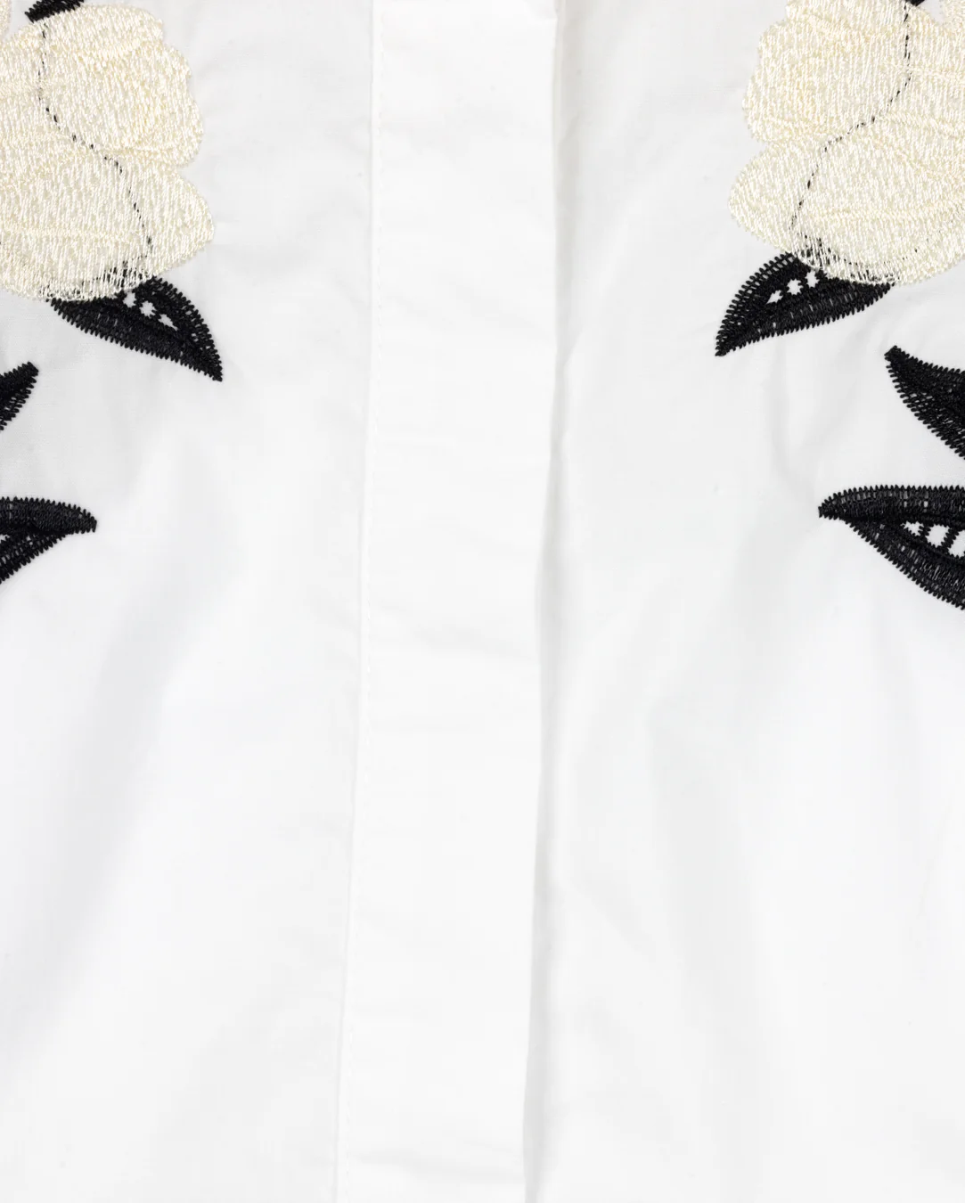 Poplin Embroidered Blouse- White - Image 2