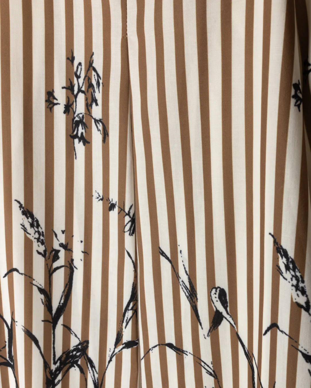 Poplin Stripe Floral Detail Maxi Skirt- Brown - Image 2