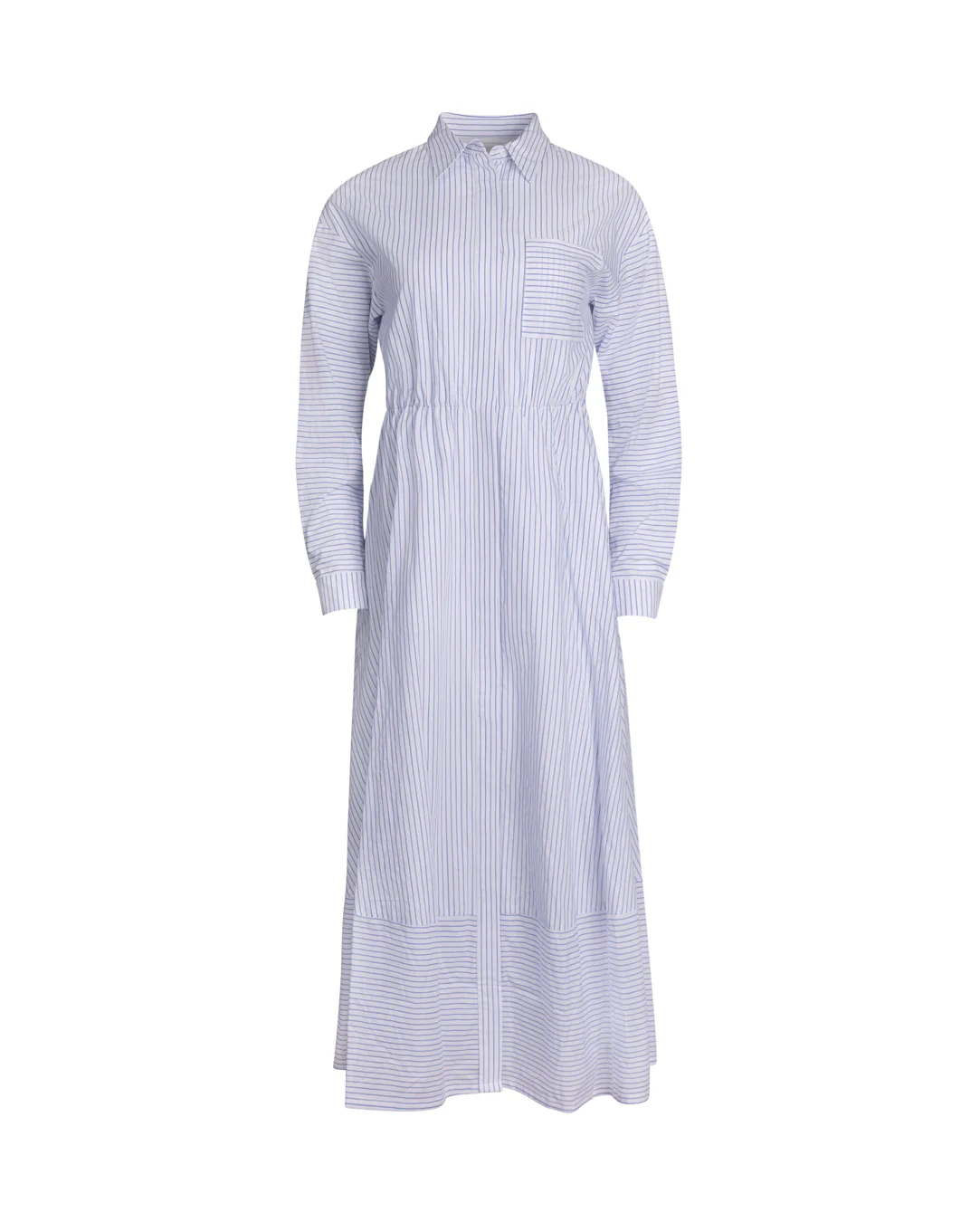 Poplin Striped Maxi Dress- Blue
