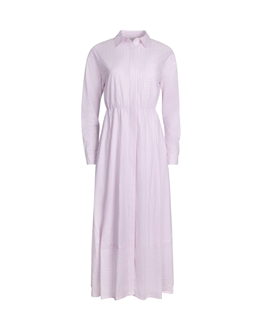 Poplin Striped Maxi Dress- Pink