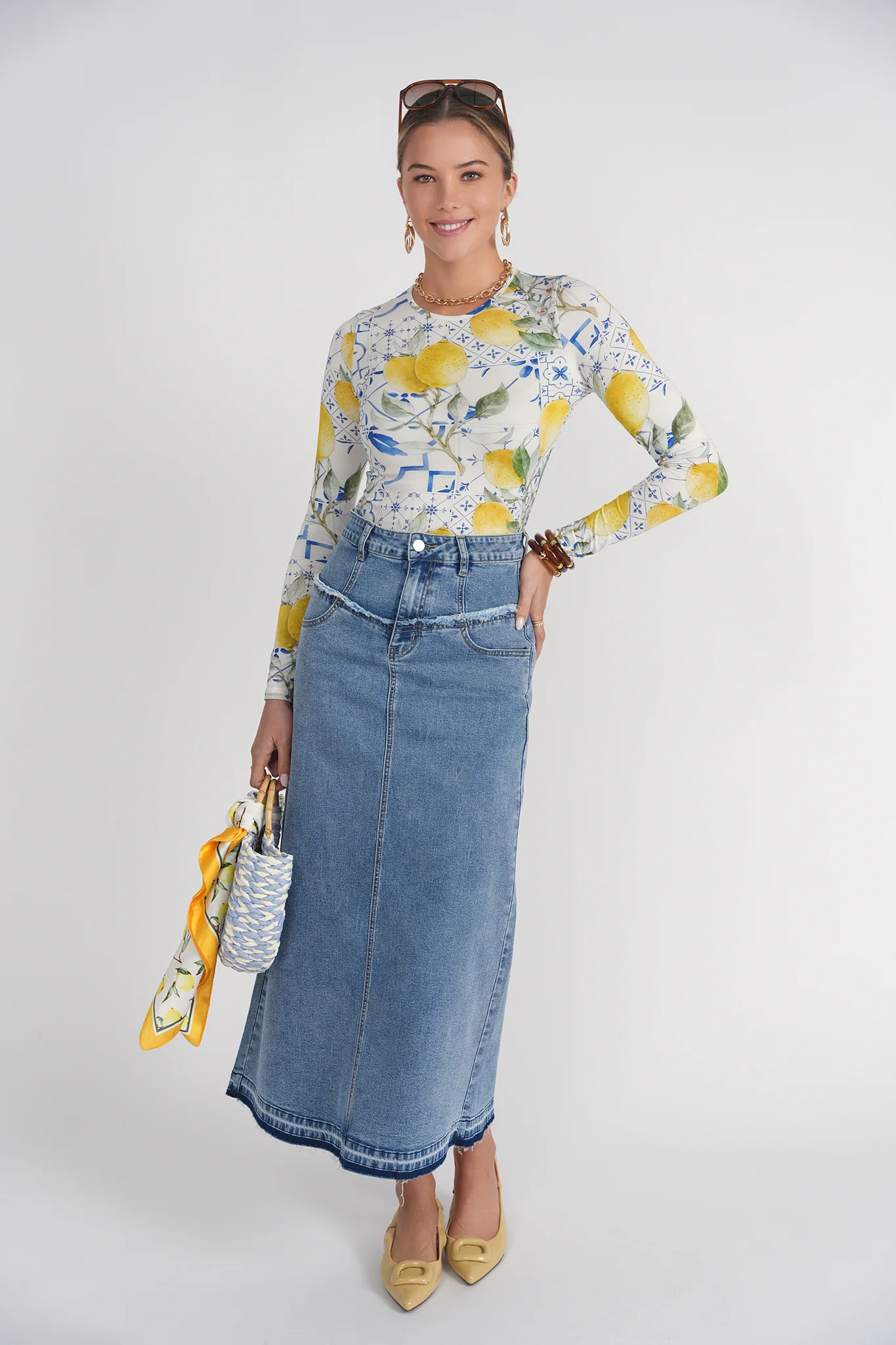 Printed Long Sleeve Tee- Amalfi - Image 3