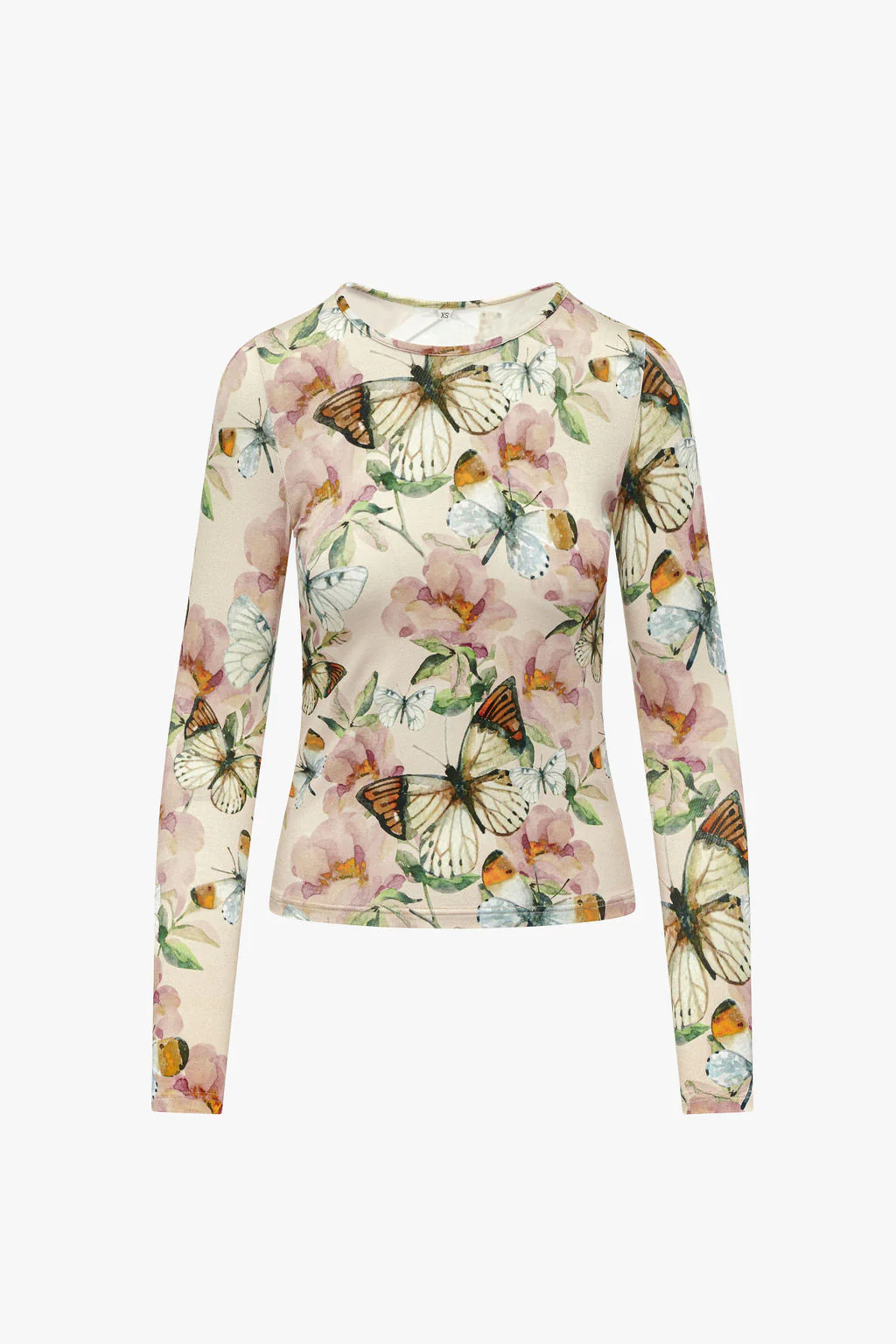 Printed Long Sleeve Tee- Butterflies (size up 1 size)