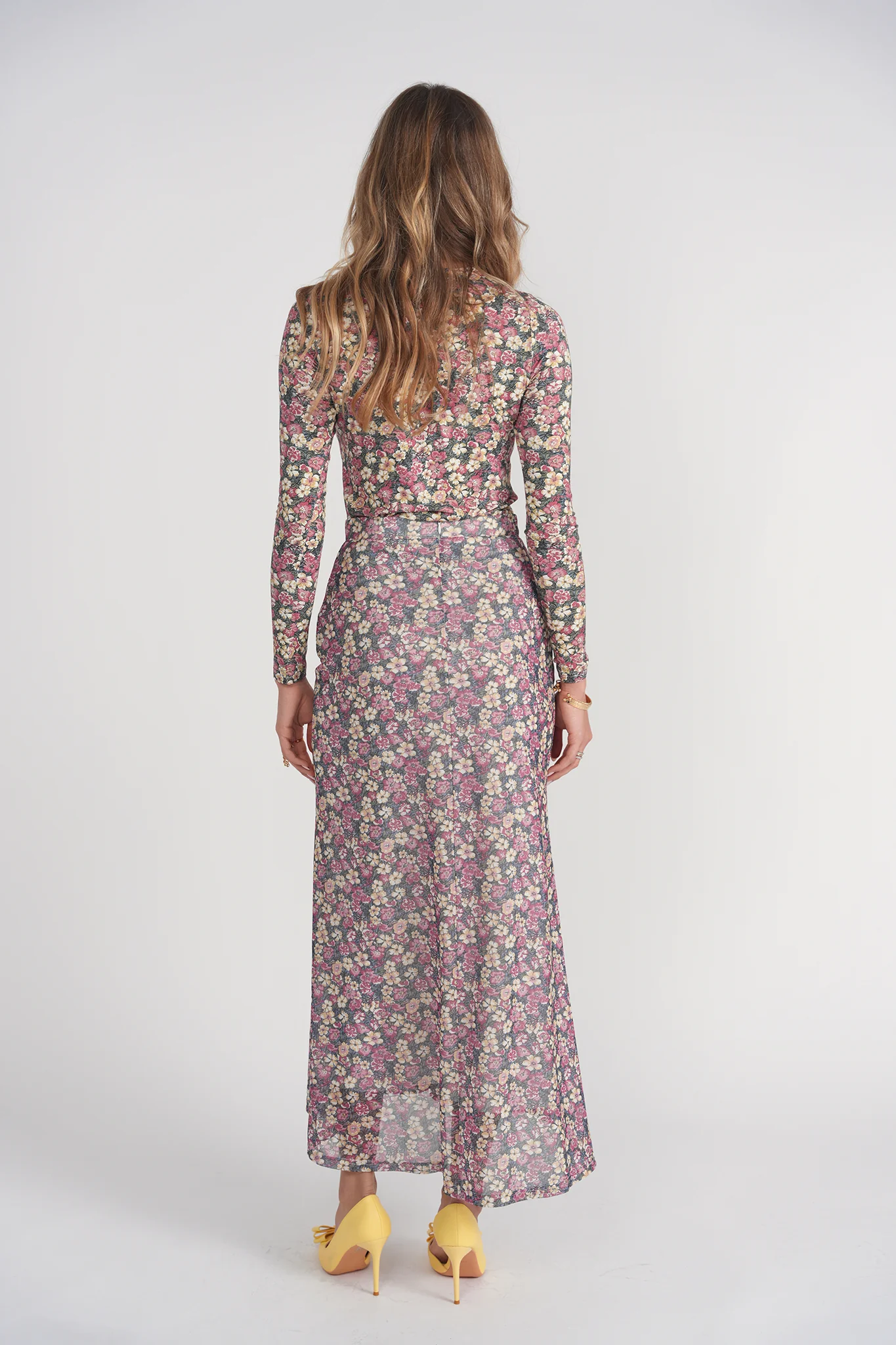 Printed Long Sleeve Tee- Pink Garden - Image 4
