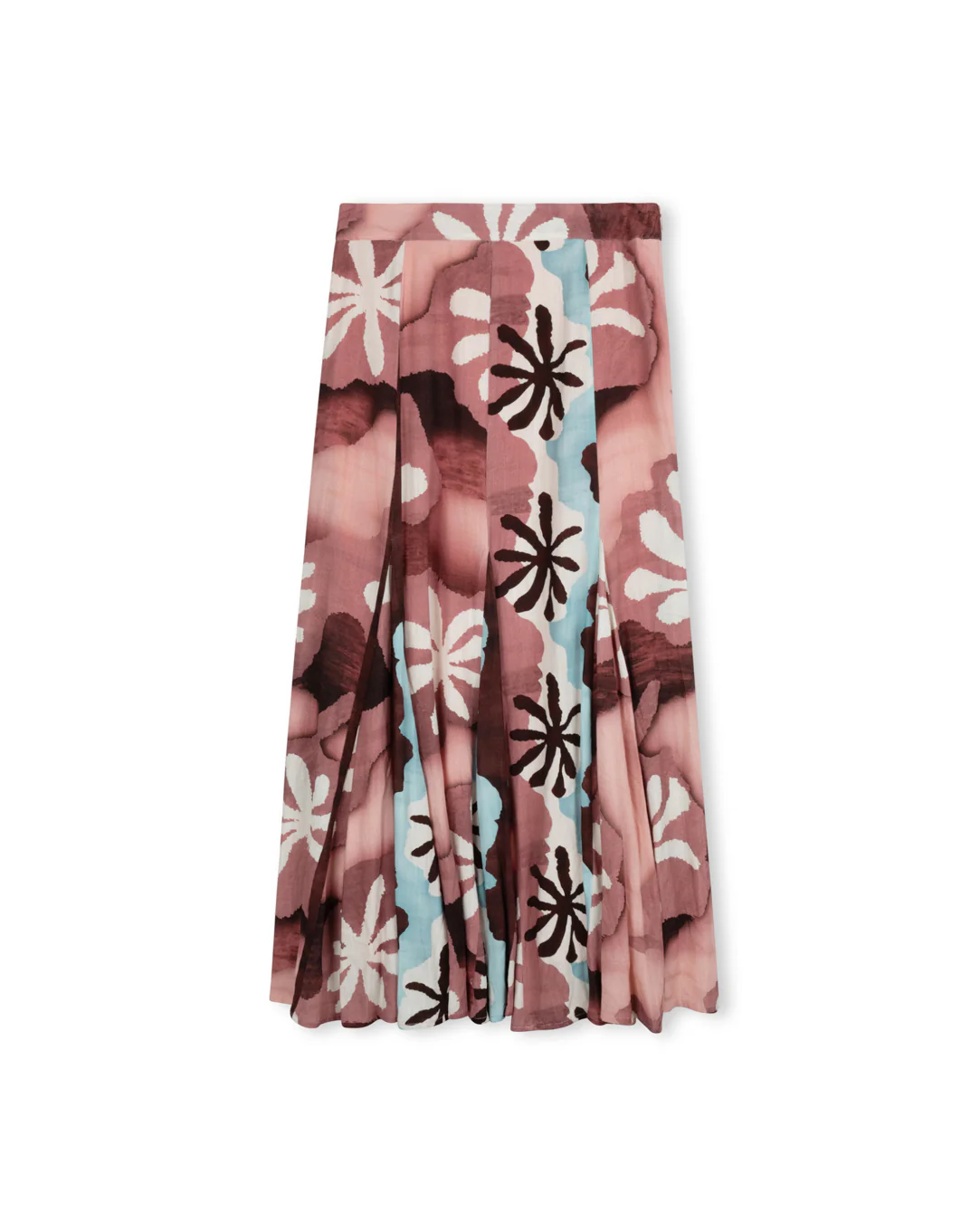 Printed Maxi Flair Skirt- Berry