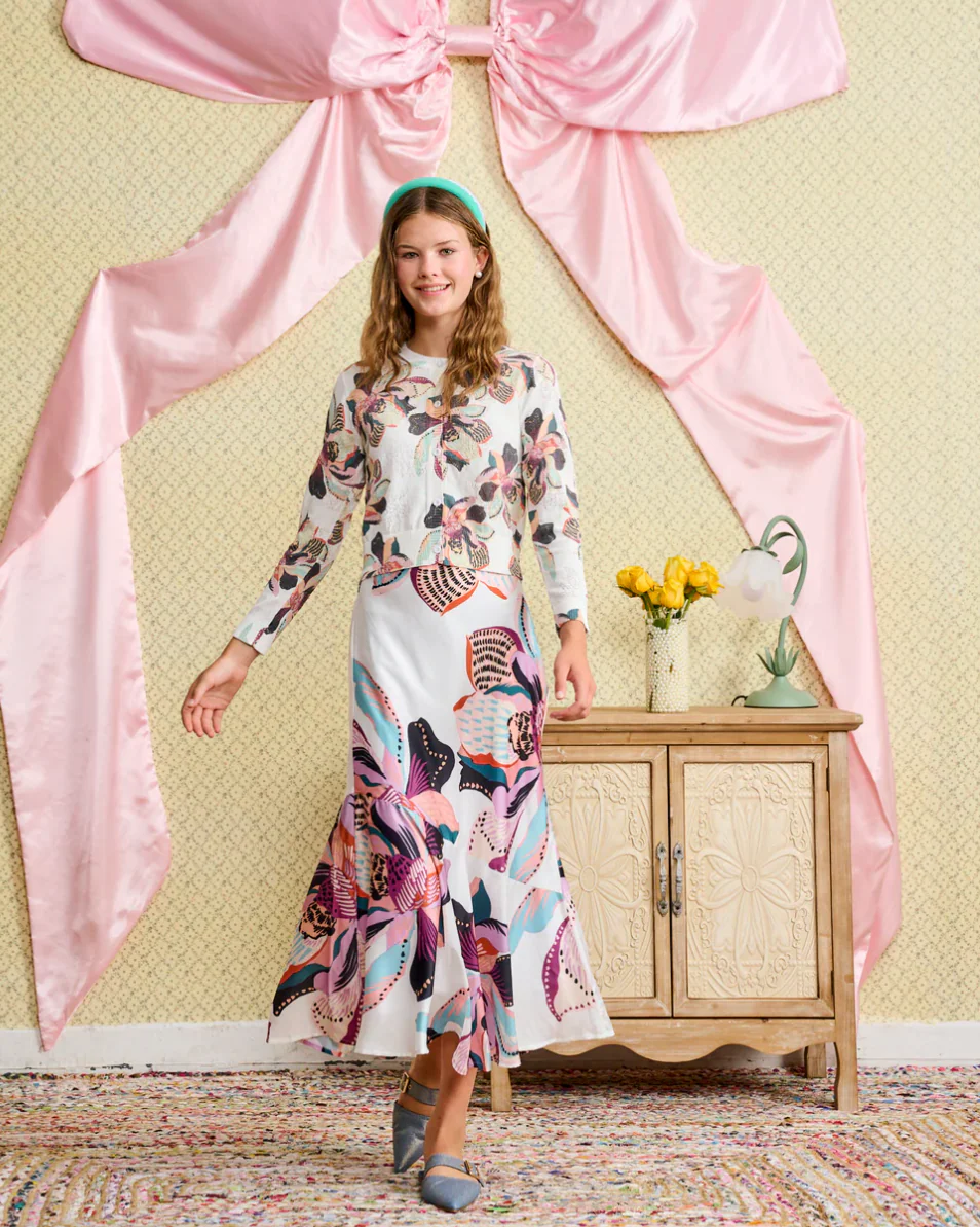 Printed Skirt with Bottom Flare