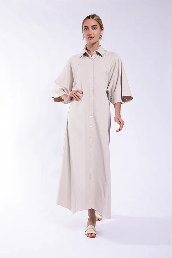 Raglan Sleeve Shirtdress- Tan