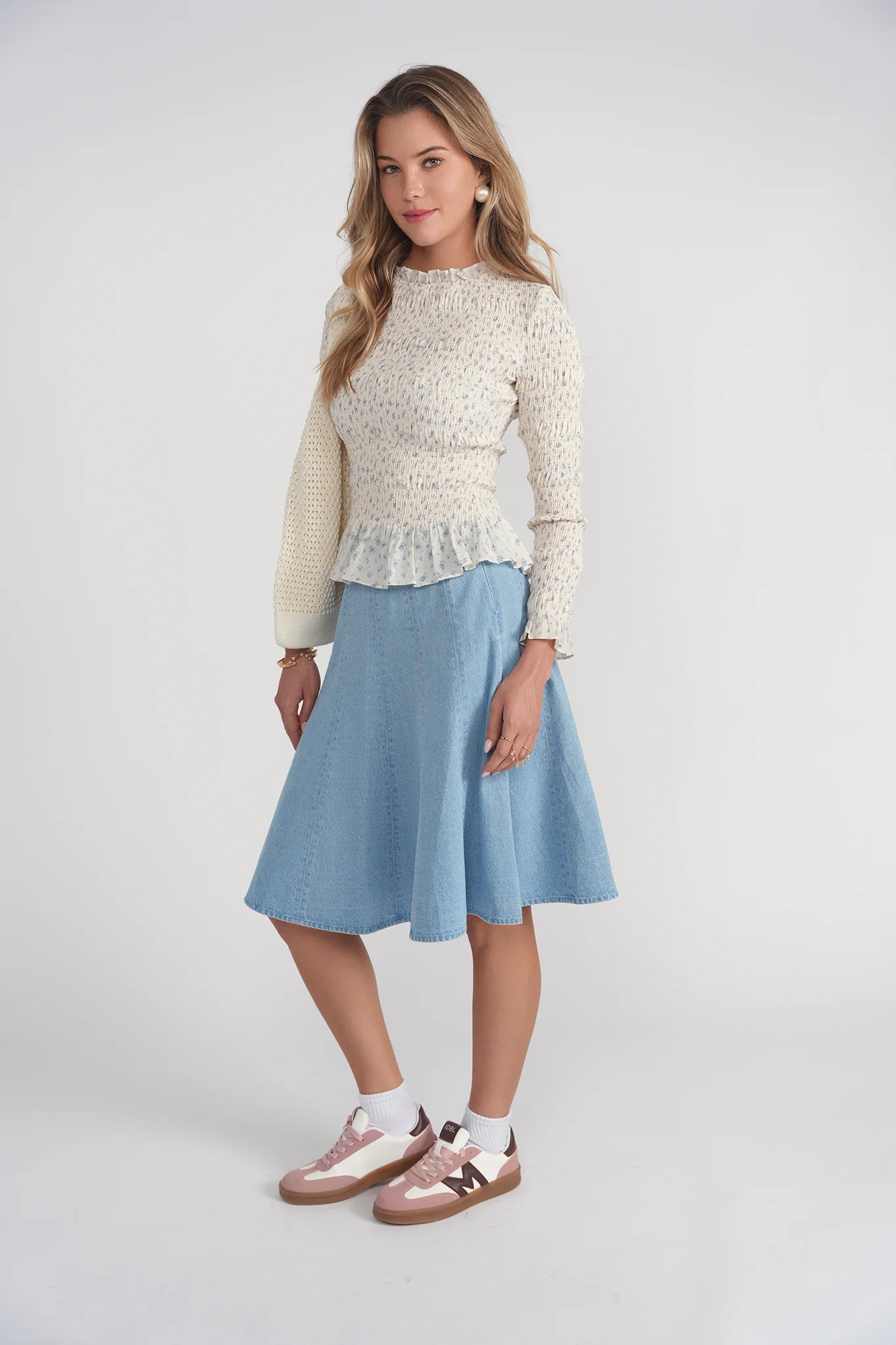 Raychie Top- Blue Ditsy Floral - Image 2
