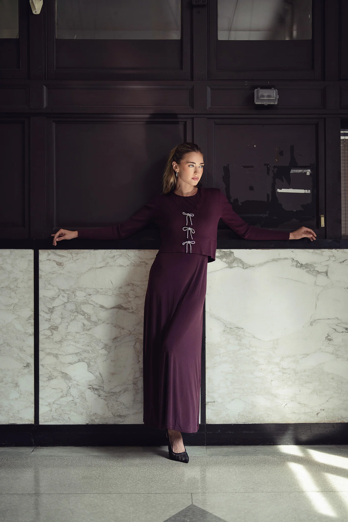 Sleeveless Jersey Dress- Eggplant