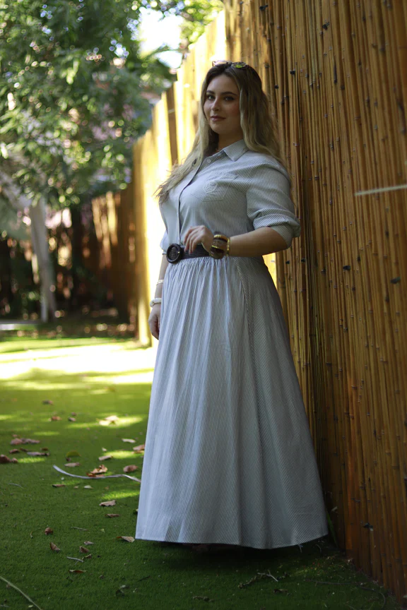 The Riviera Skirt- Blue Striped