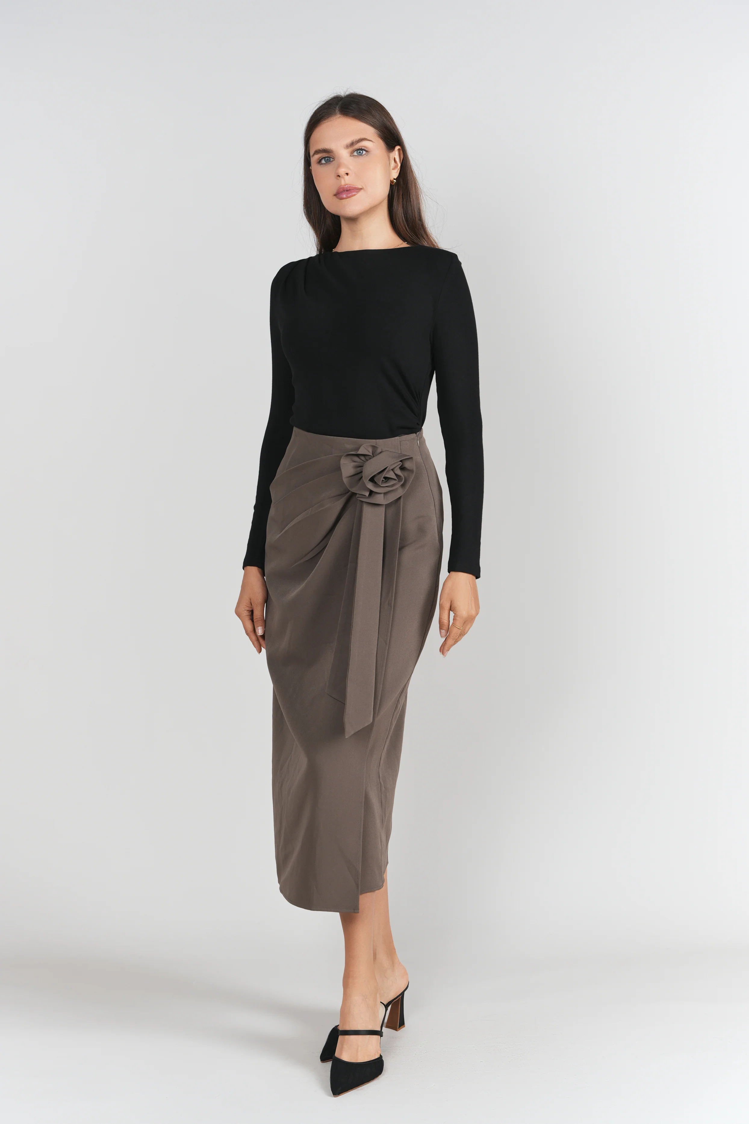 Rosette Midi Skirt- Mink - Image 2