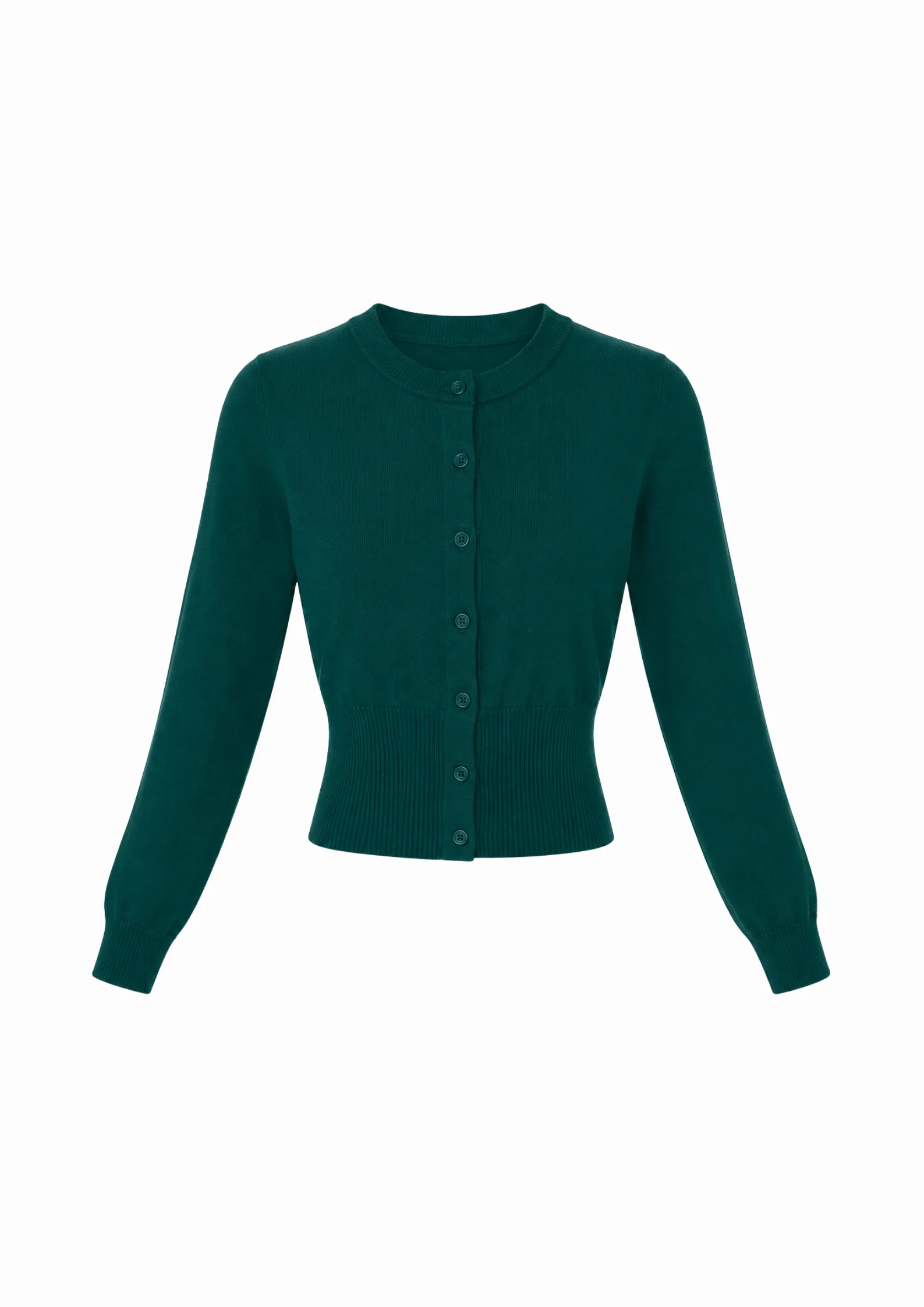 Round Neck Cardigan- Green