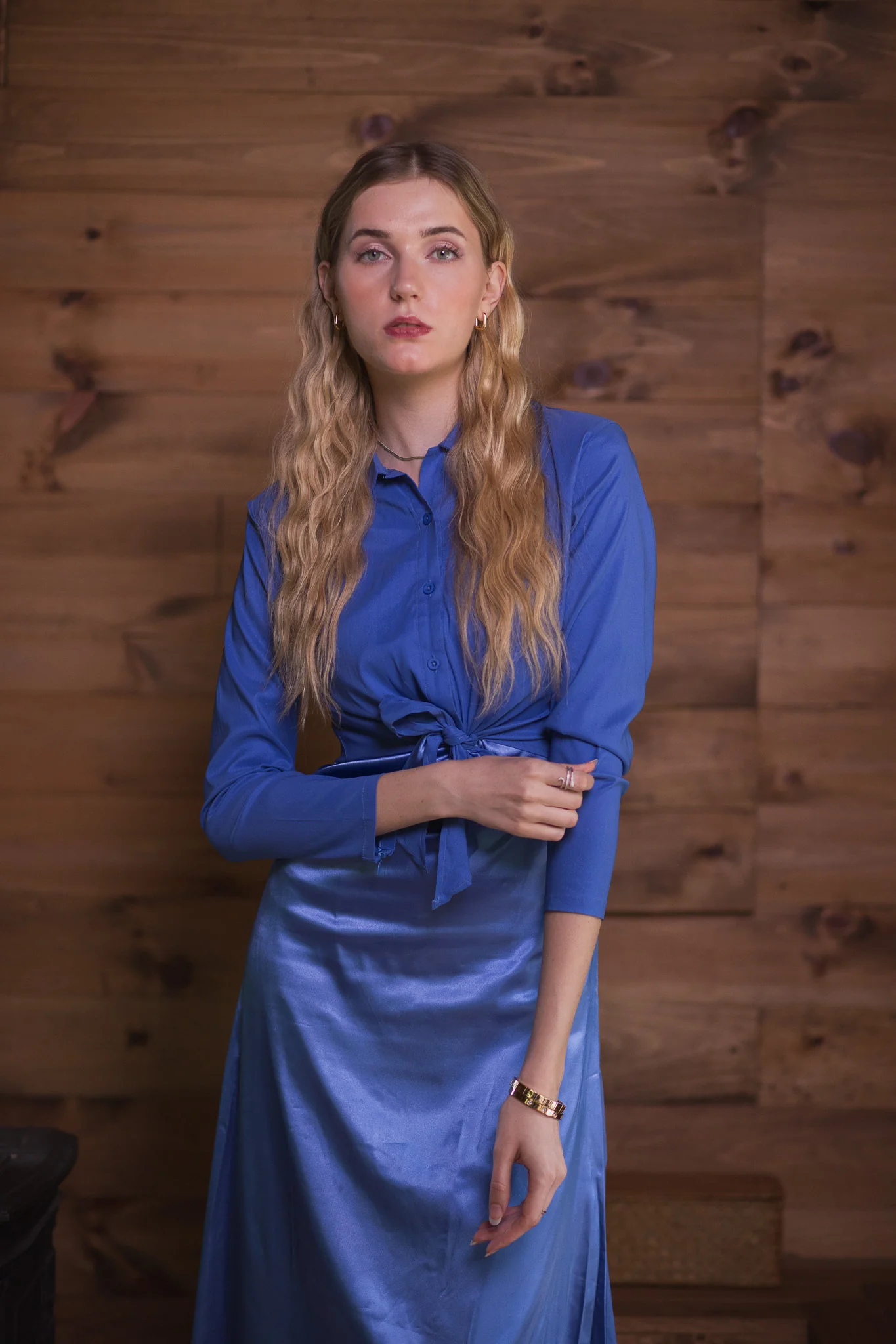 Satin Crop Blouse – Periwinkle - Image 3