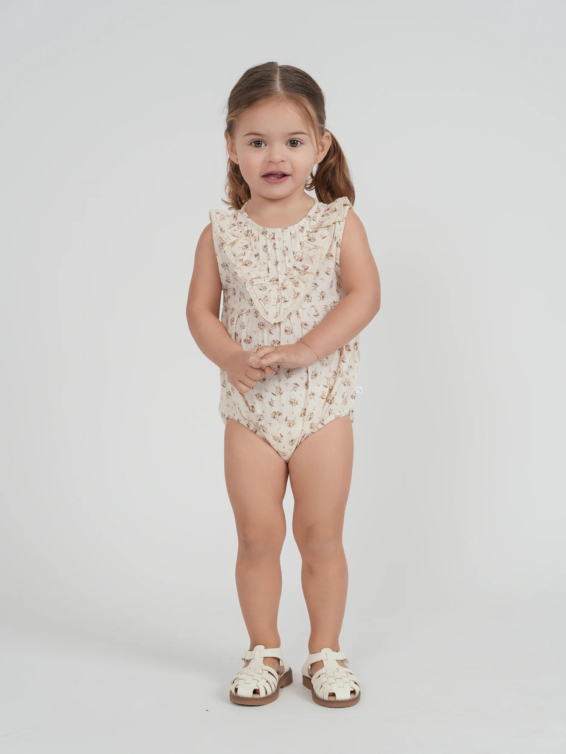 Girls Bubble With V Shape Yokes- Cocoa