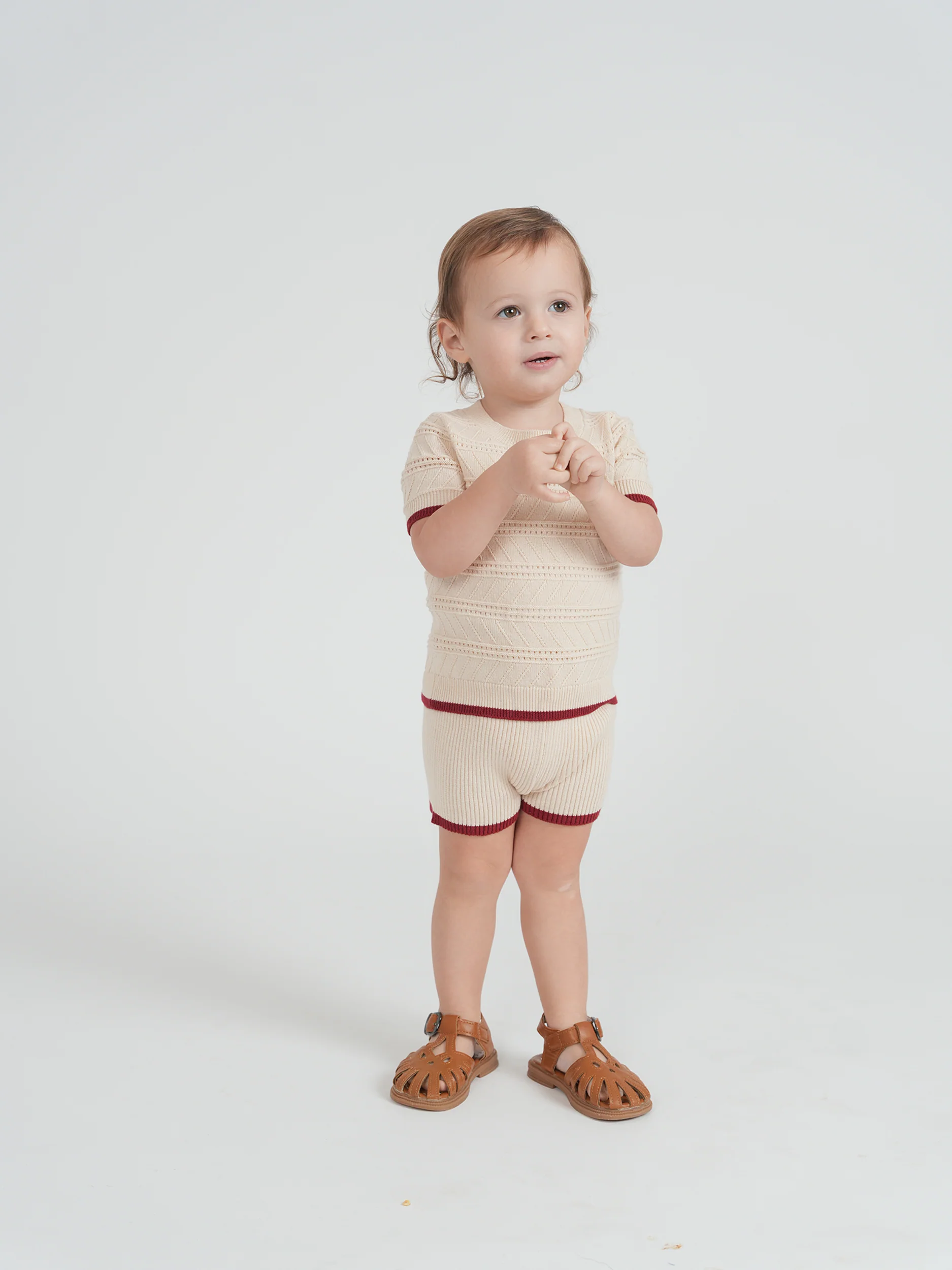 Textured Knit Baby Set- Natural