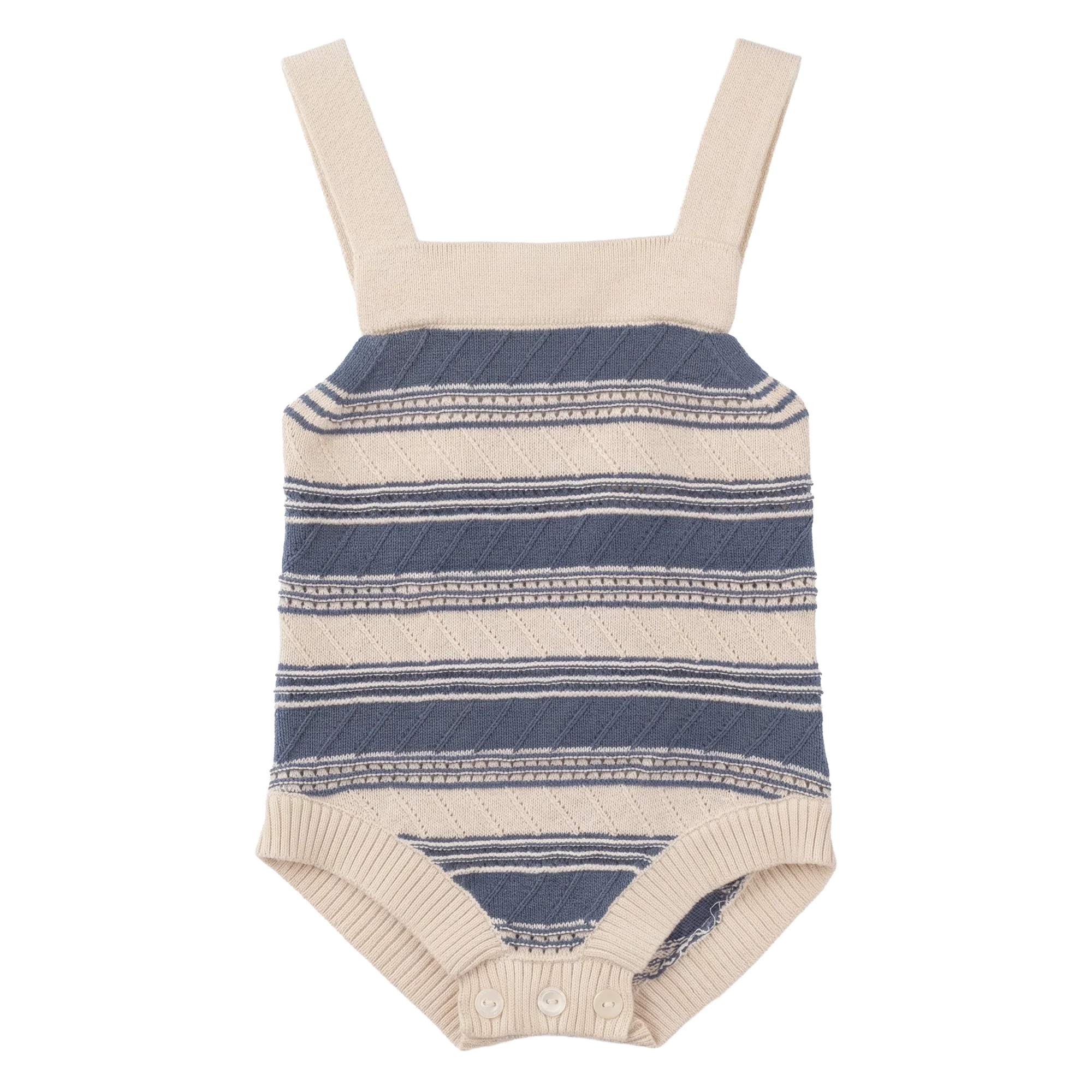Baby Stripe Textured Knit Onesie- Moonlight - Image 2