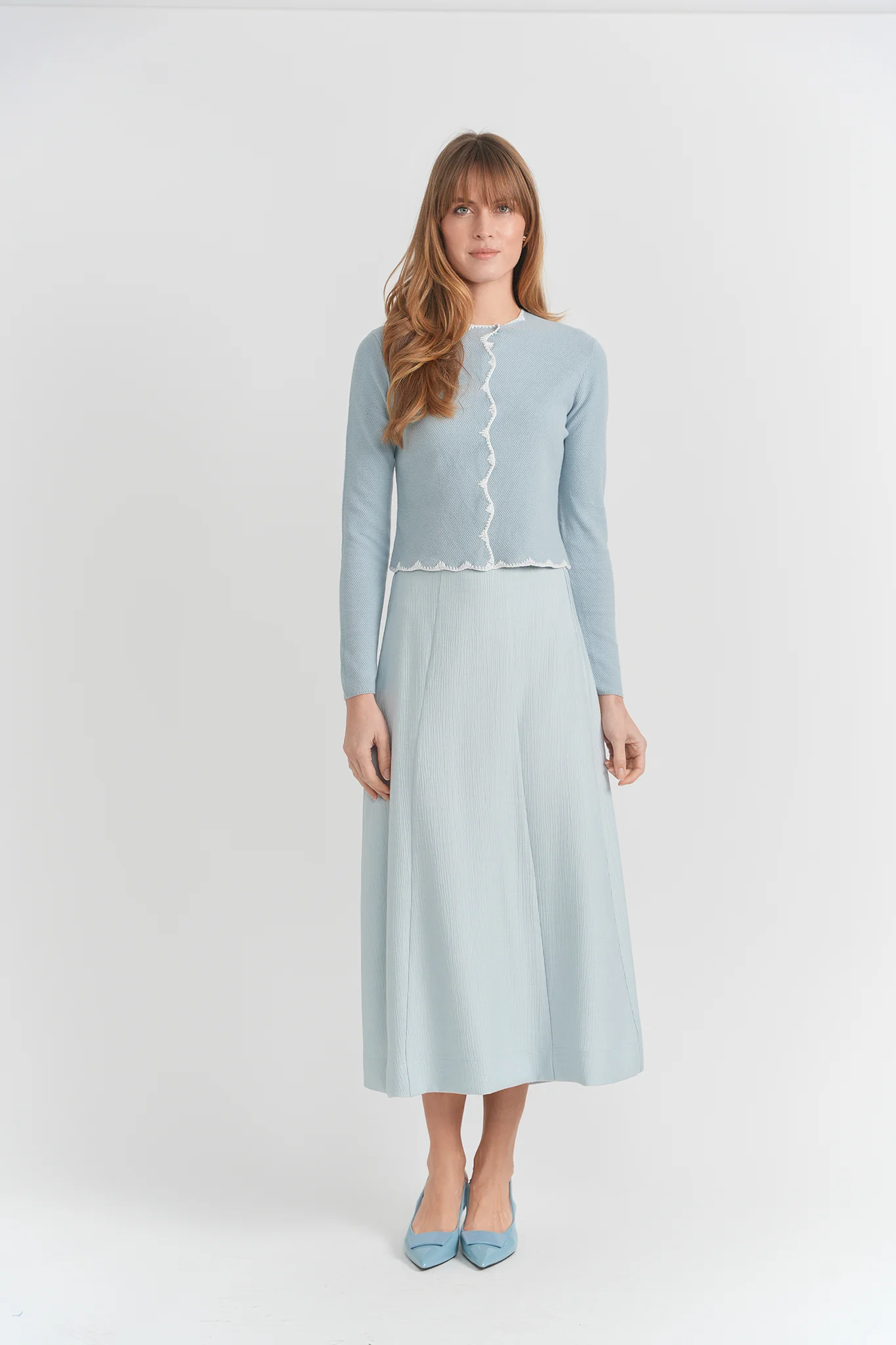 Ladies Cardigan- Dusty Blue - Image 2