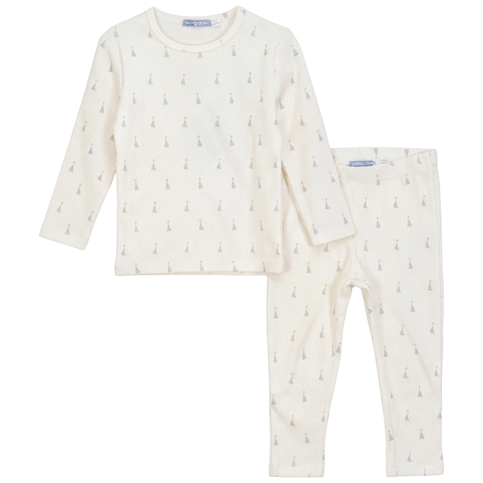 Bow/Sail Boat Print 2pc Girls/Boys Set- Off White/Blue - Image 2