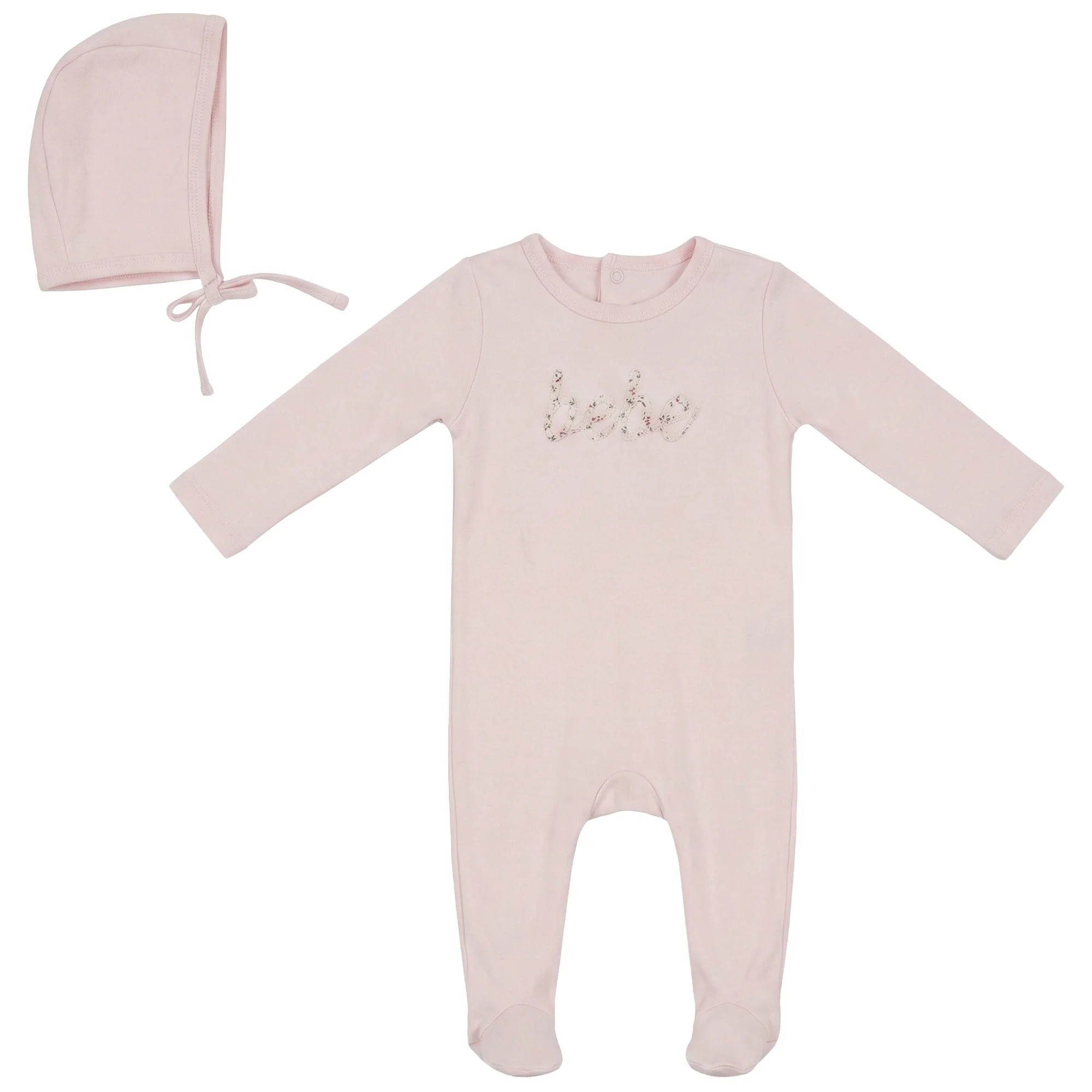 Baby Set Floral Embroidery Layette- Powder Pink