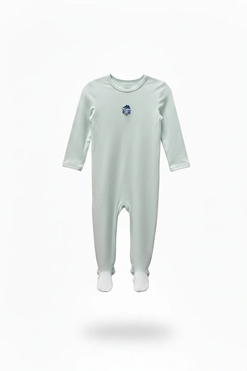 Baby Cotton Spandex 'Berry Box' Boys Onesie- Powder Blue